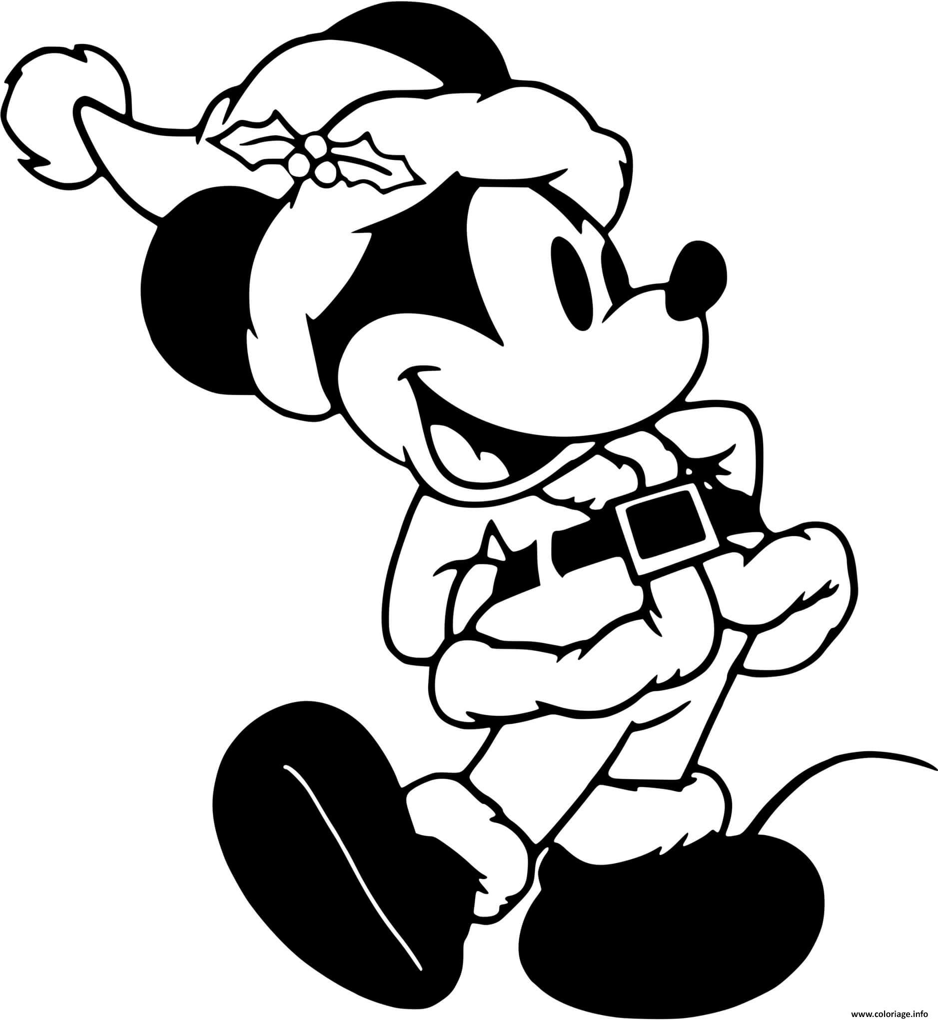 Dessin Classic Mickey as Santa Claus Coloriage Gratuit à Imprimer