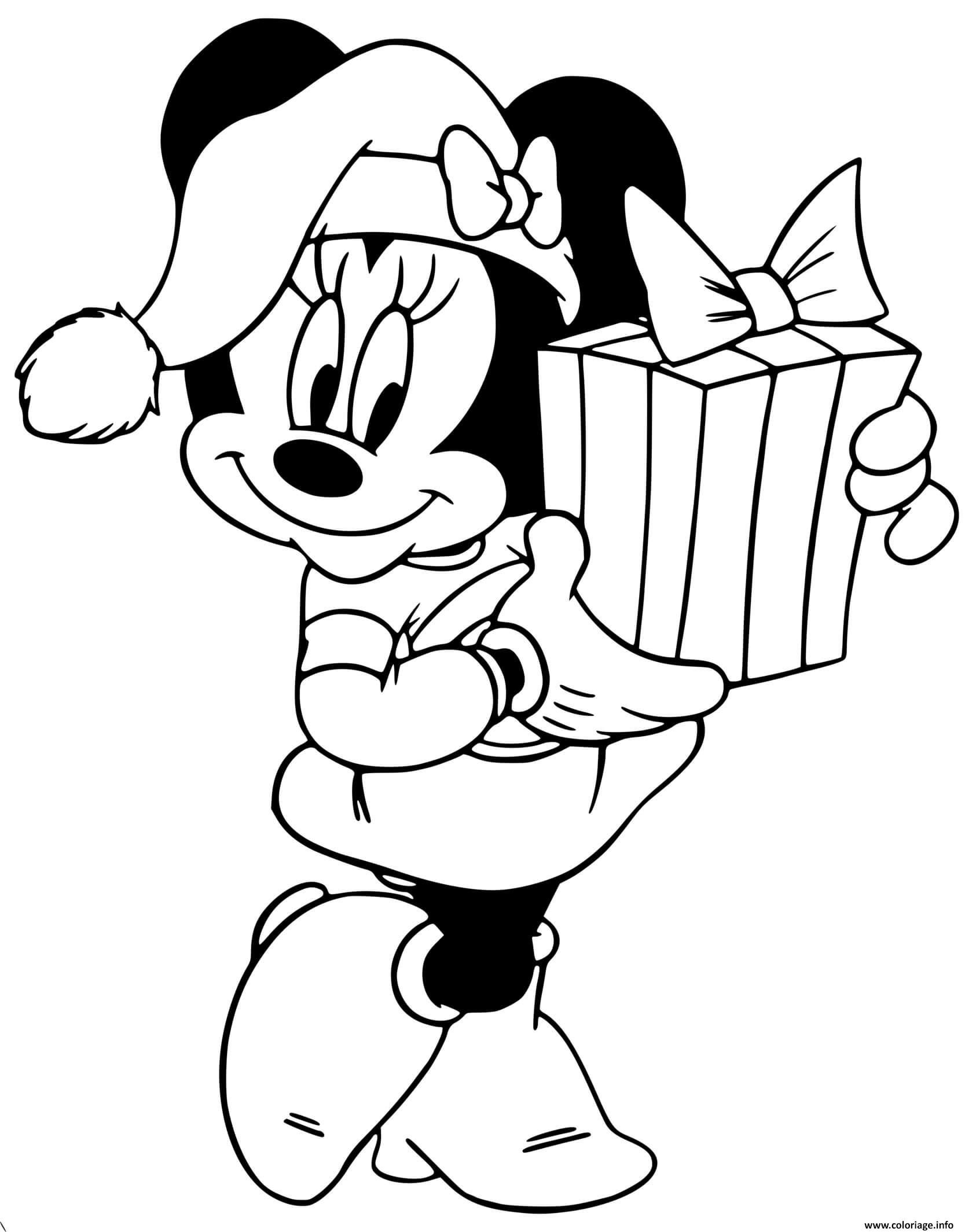 Coloriage Minnie Mouses Present For Mickey Dessin Noel Disney à imprimer