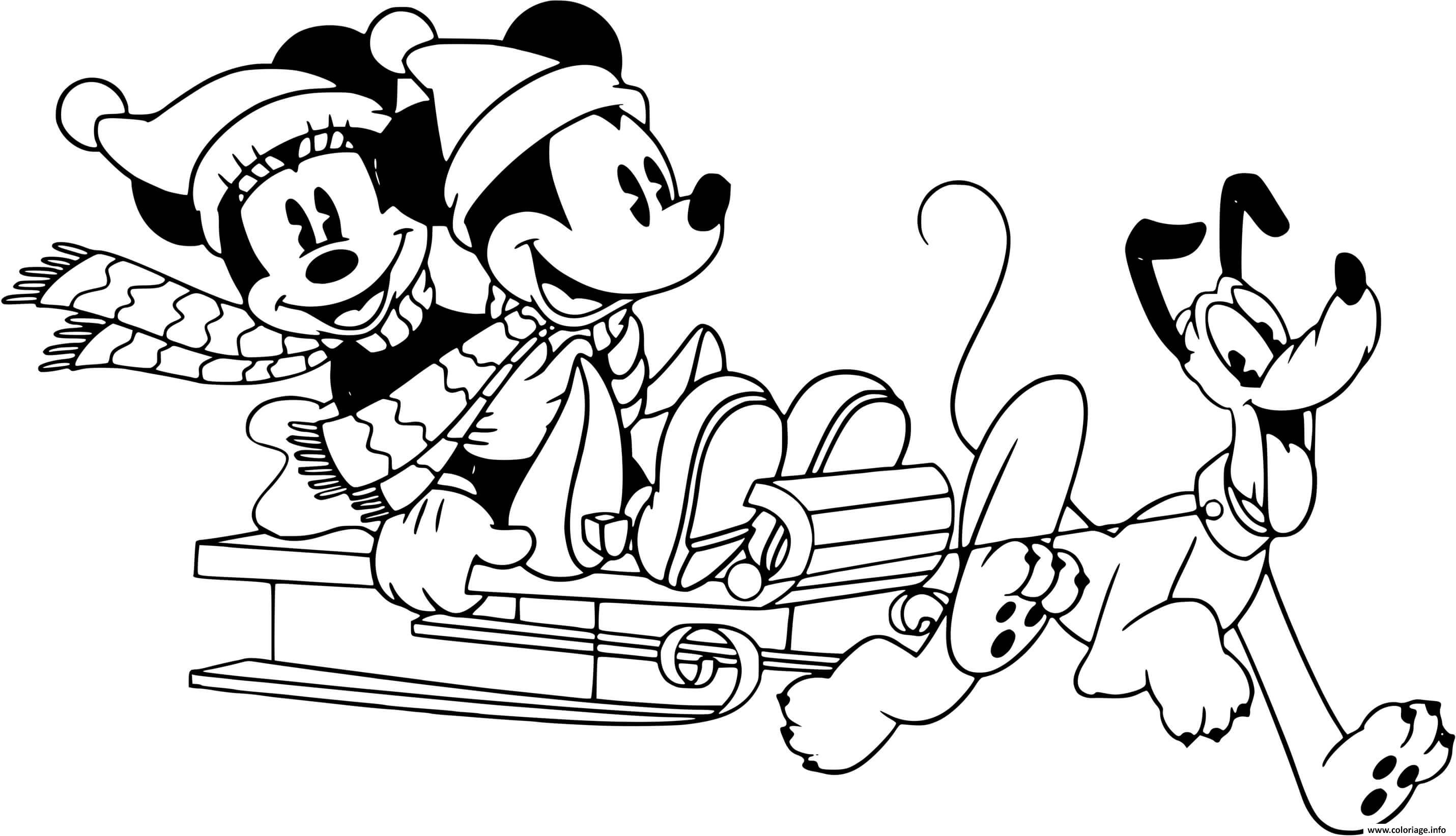 Dessin Classic Minnie Mickey Pluto Coloriage Gratuit à Imprimer