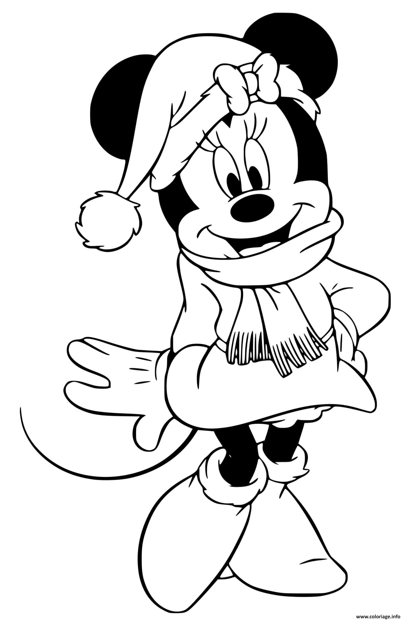 Coloriage Minnie All Bundled Up Dessin Noel Disney à imprimer