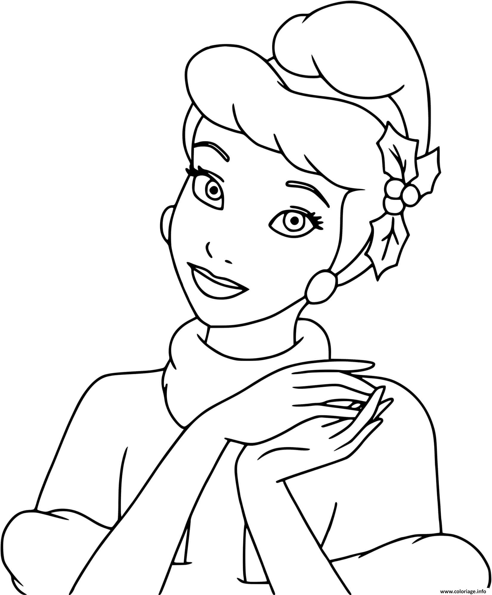 Dessin Cinderella wearing mistletoe in her hair Coloriage Gratuit à Imprimer