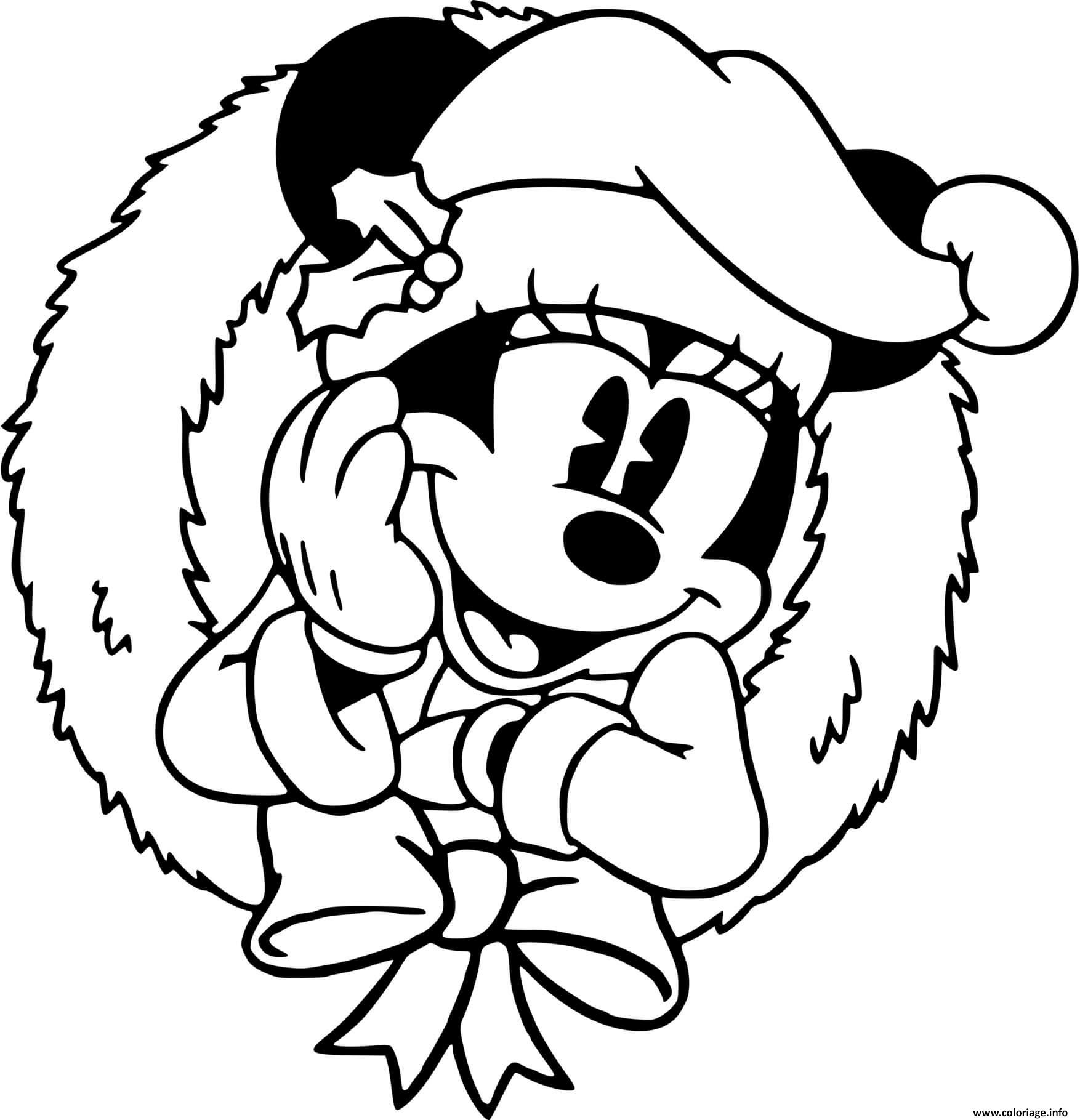 Coloriage Classic Minnie in a wreath  JeColorie.com
