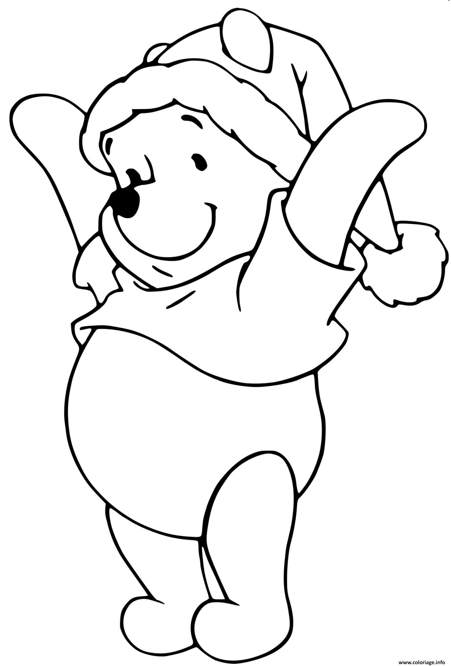 Dessin Winnie the Pooh as Santa Claus Coloriage Gratuit à Imprimer