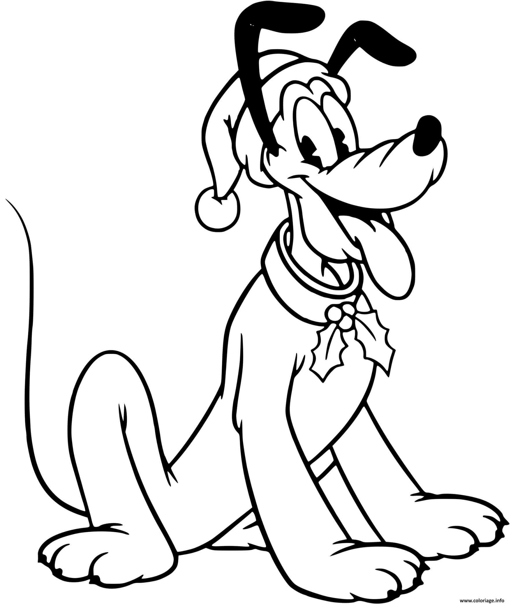 Coloriage Pluto Wearing Hat And Festive Collar Dessin Noel Disney à