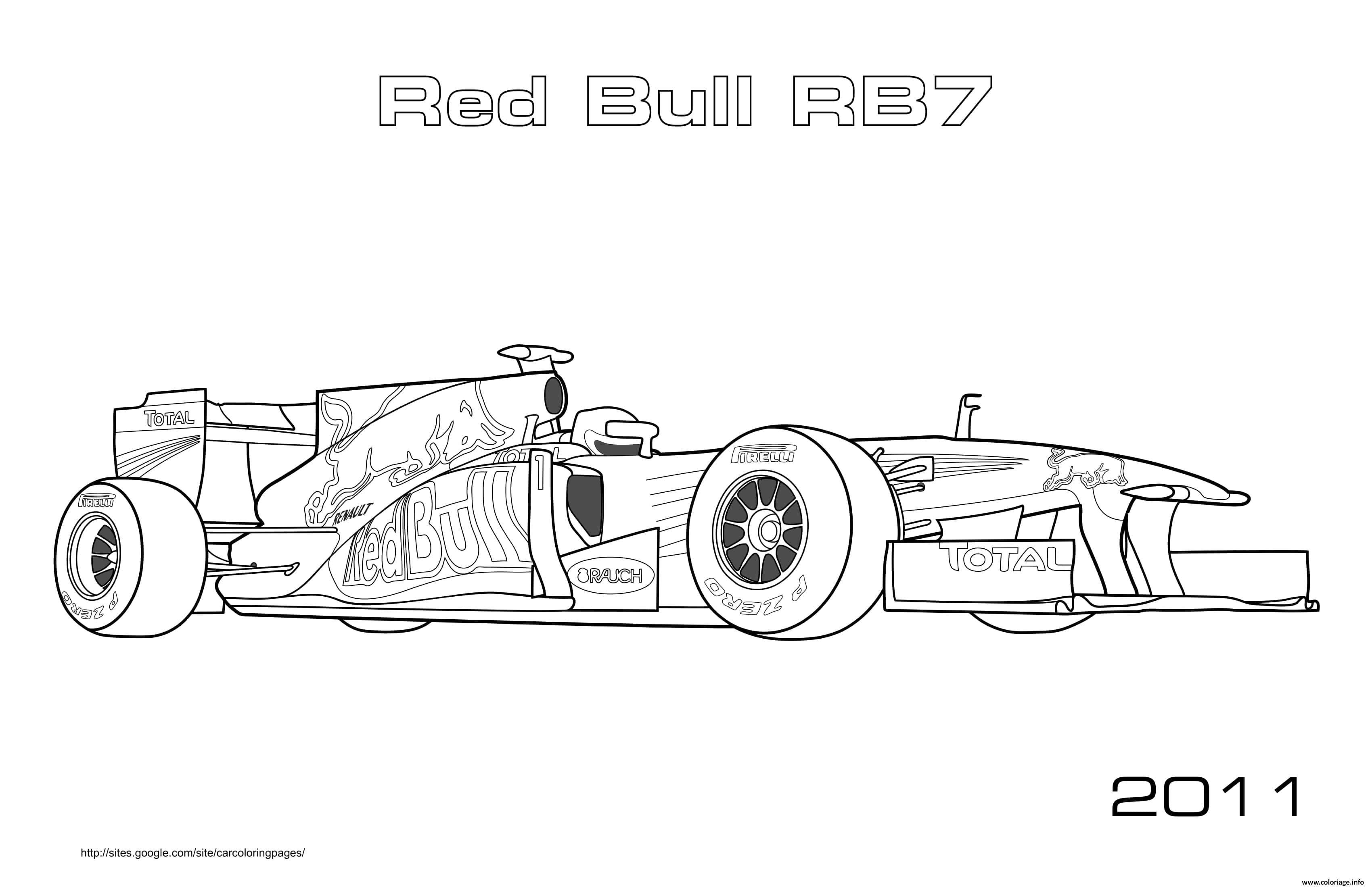 Coloriage F1 Red Bull Rb7 2011 Dessin à Imprimer