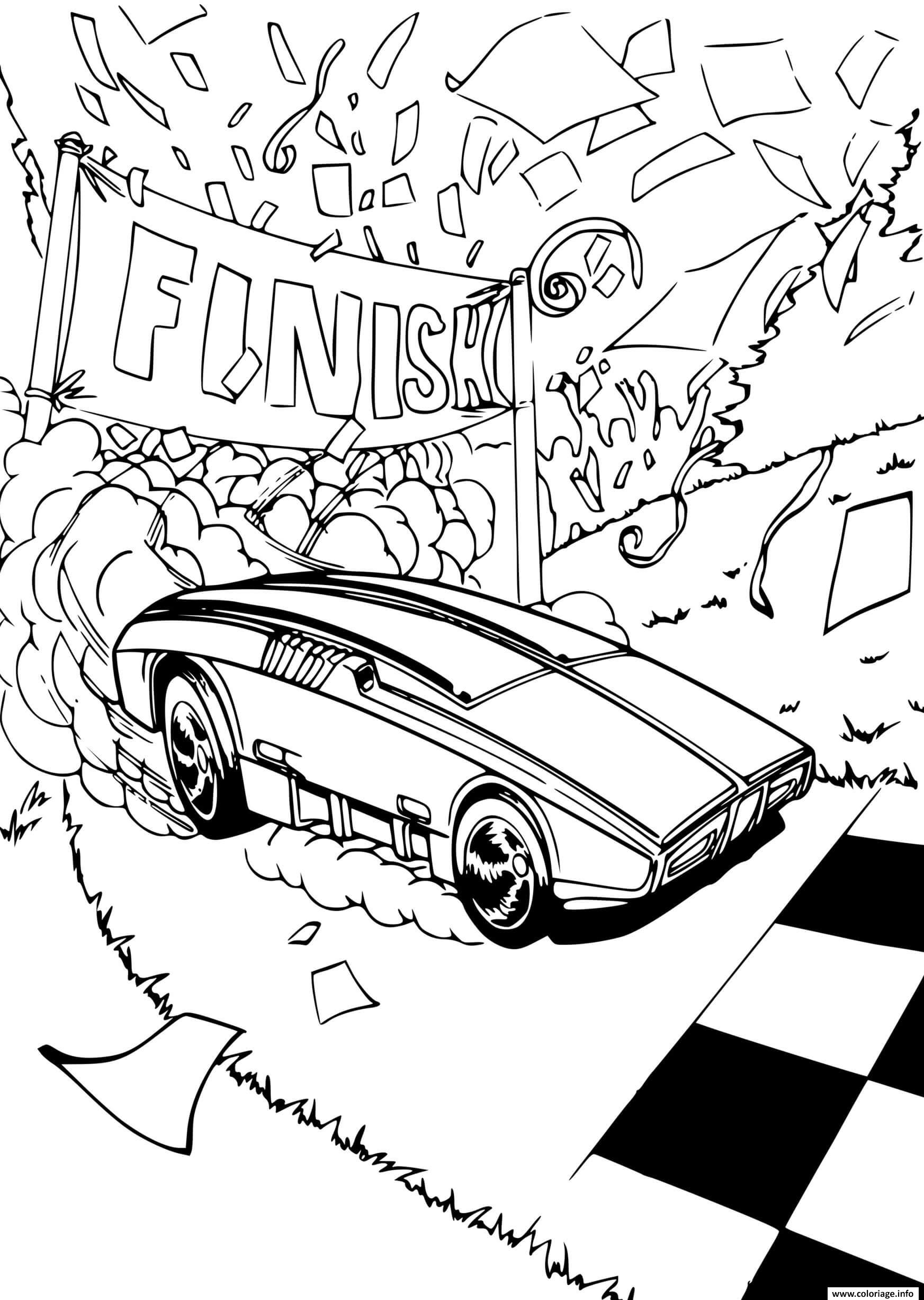 Dessin Hot Wheels voitures Finish Coloriage Gratuit à Imprimer