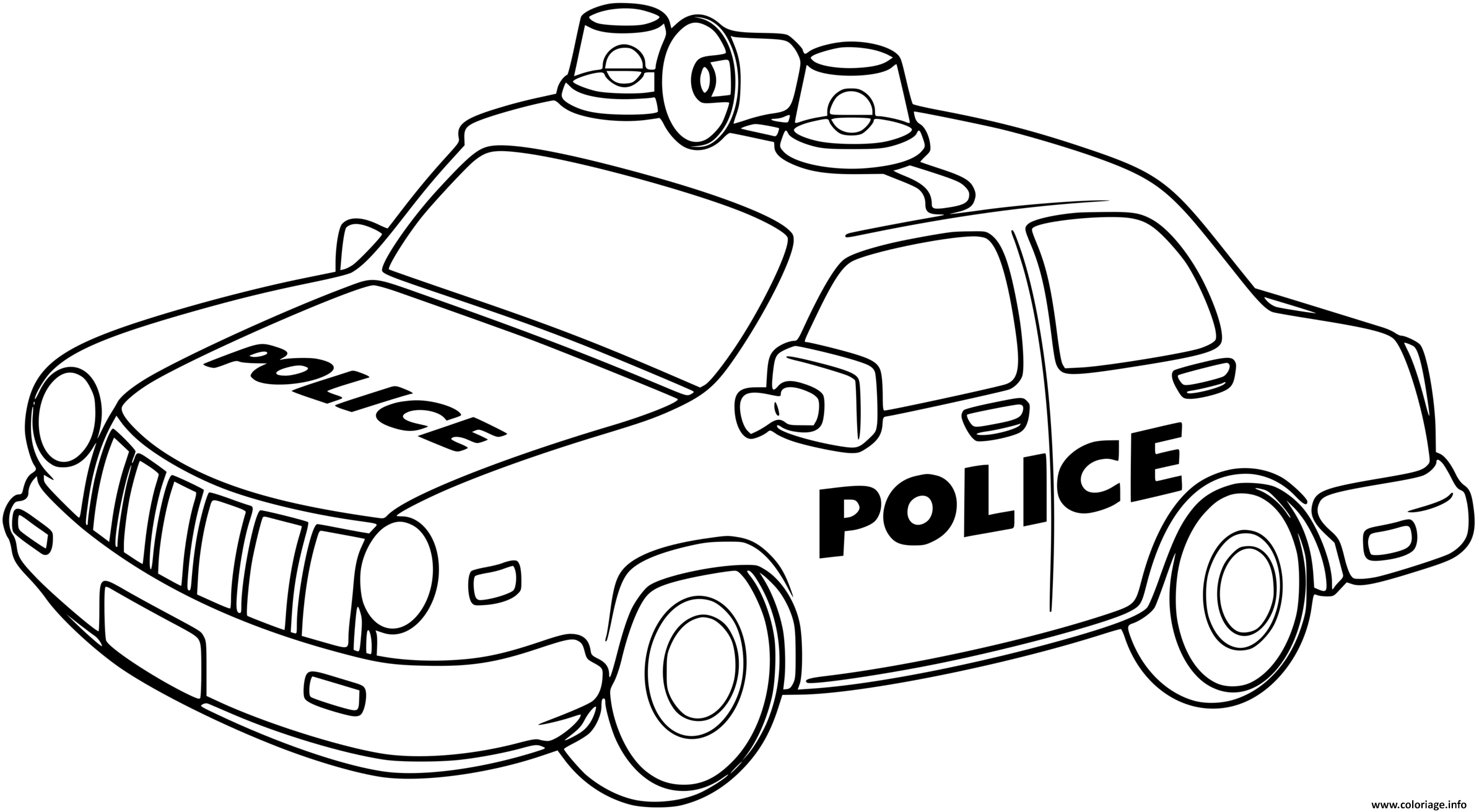 Coloriage voiture de police facile simple  JeColorie.com