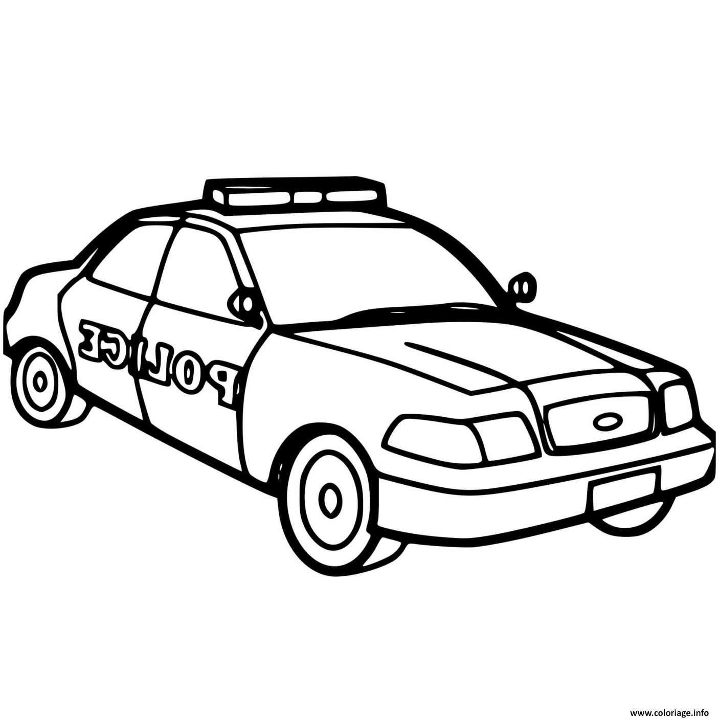 Dessin voiture de police maternelle americaine Coloriage Gratuit à Imprimer