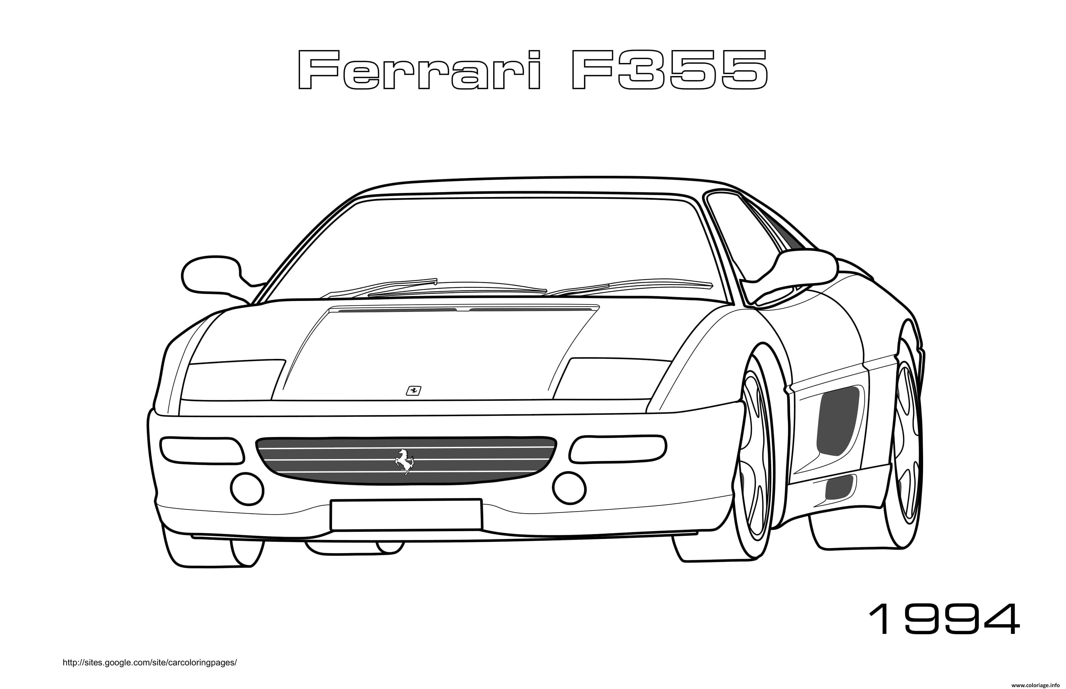 Dessin Voiture Ferrari F355 1994 Coloriage Gratuit à Imprimer
