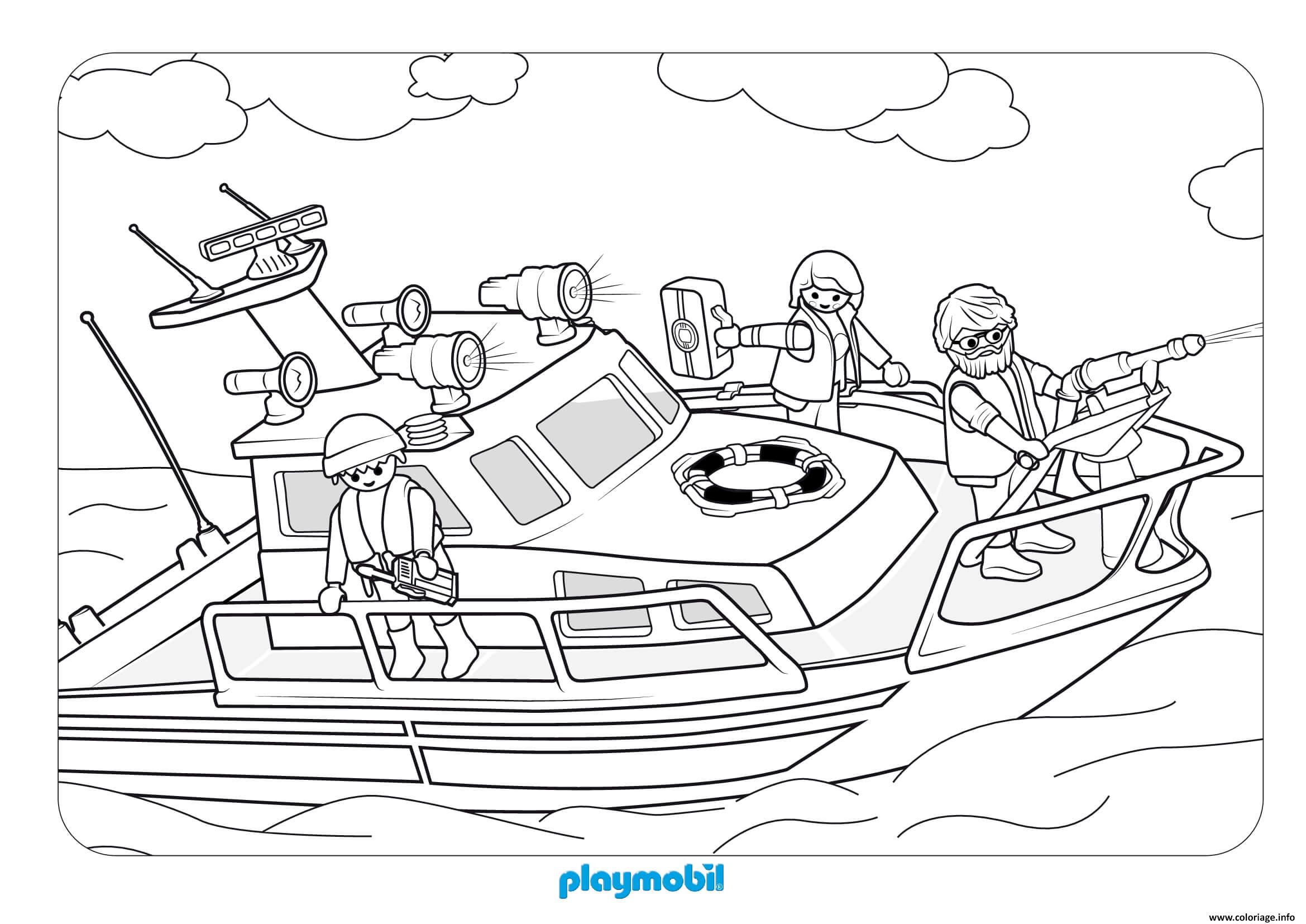 Dessin playmobil sauvetage mouvemente en mer Coloriage Gratuit à Imprimer