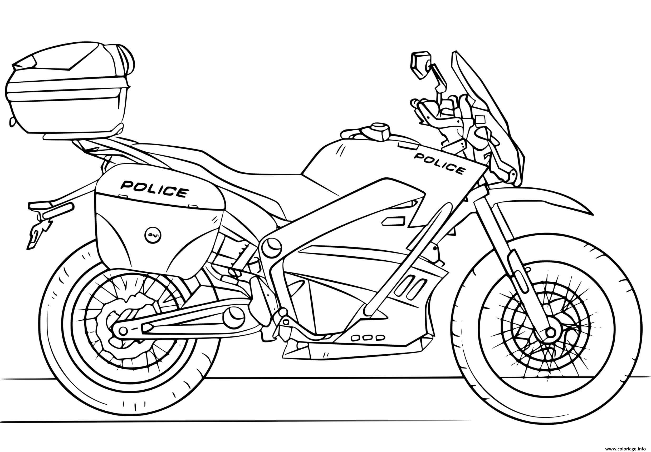 Dessin moto police motorcycle Coloriage Gratuit à Imprimer