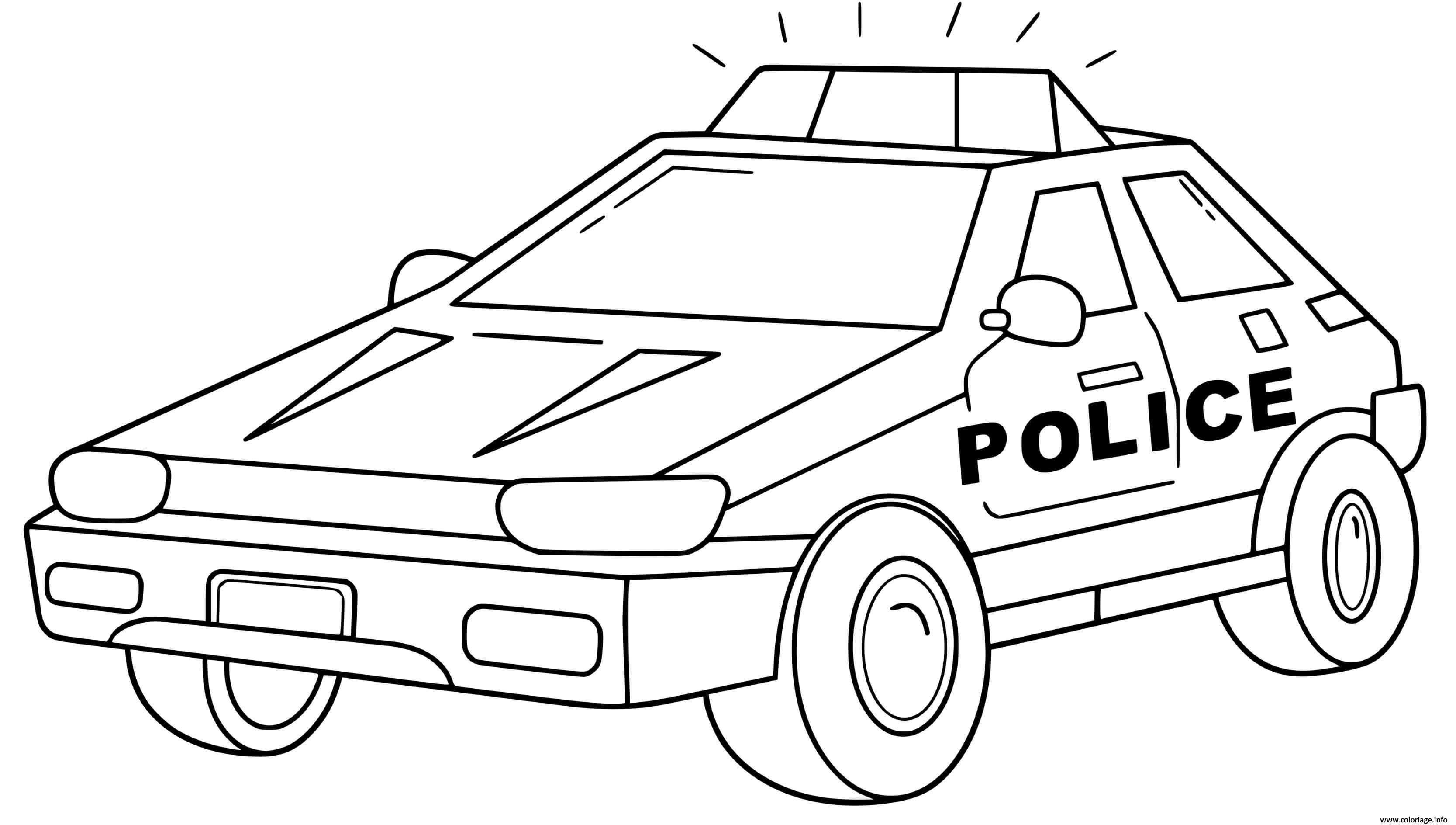 Dessin transport voiture de police style carre Coloriage Gratuit à Imprimer