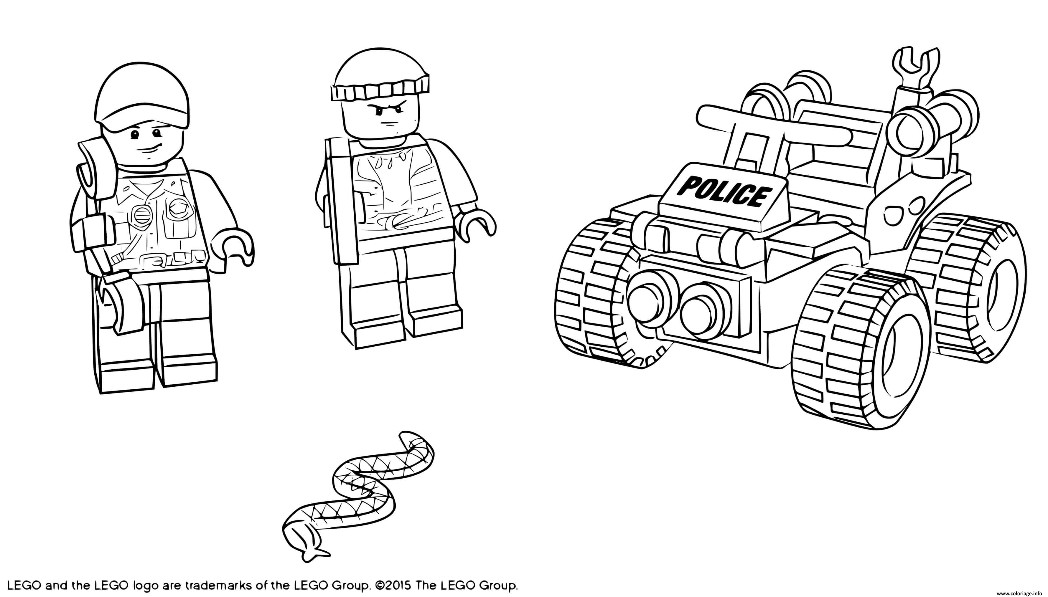 Dessin Police Lego City ATV Patrouille Coloriage Gratuit à Imprimer