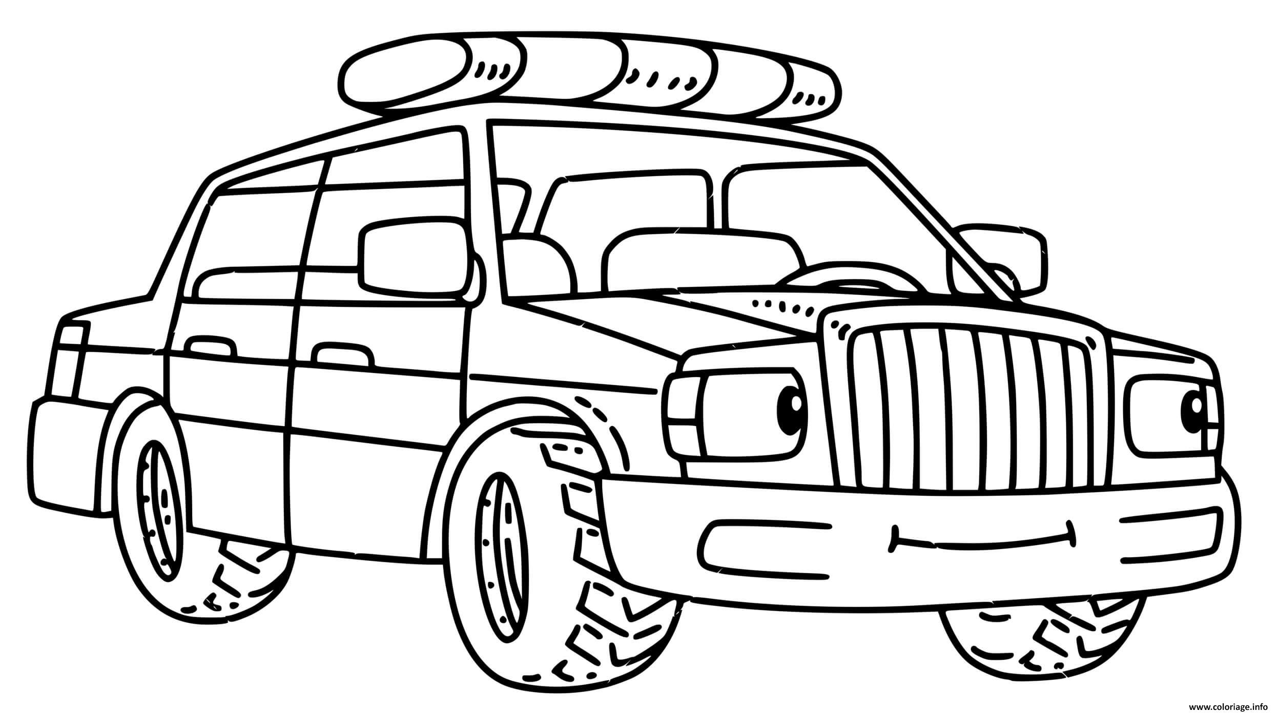 Coloriage voiture de police americaine avec un sourire  JeColorie.com