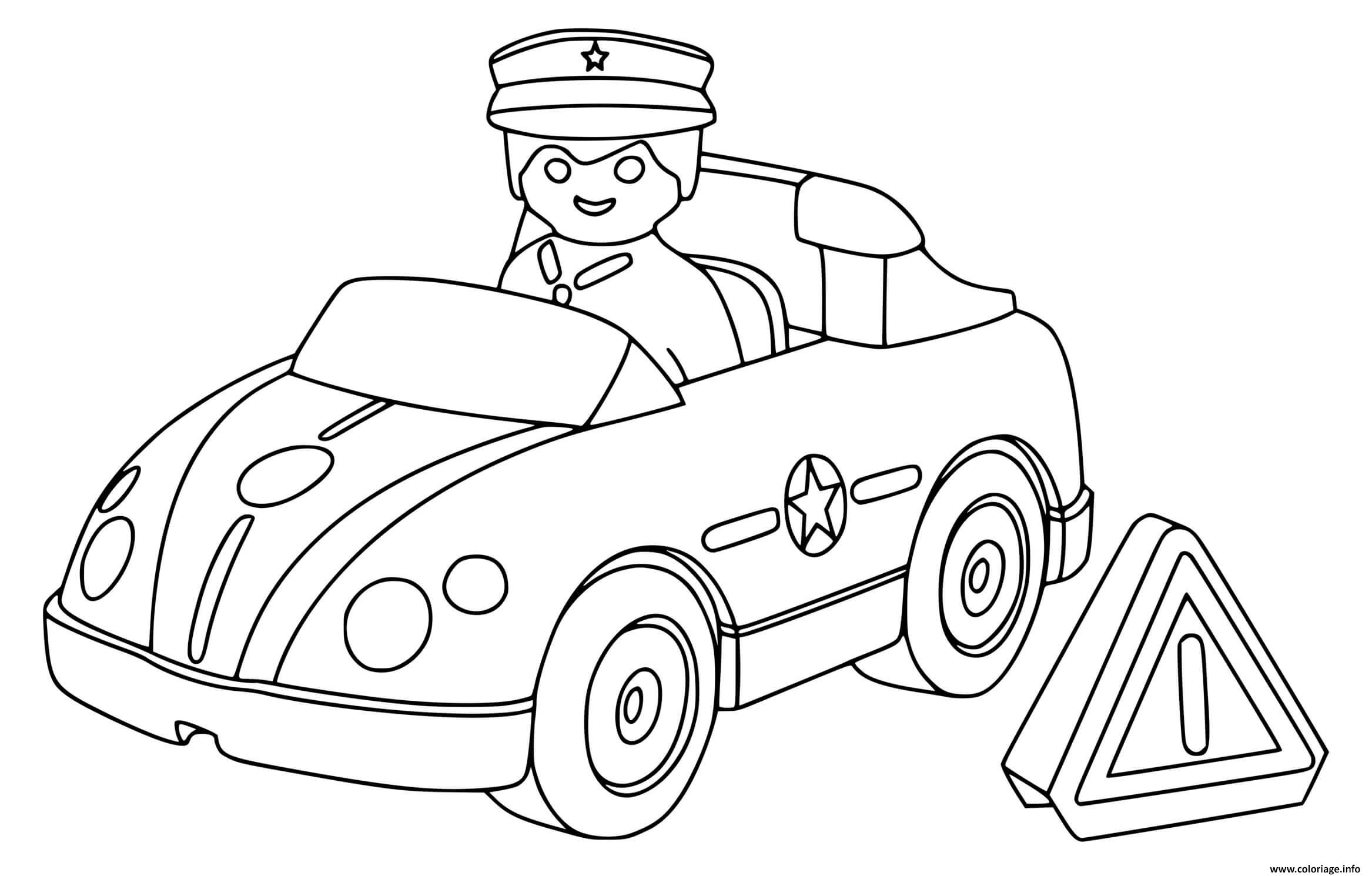 Coloriage voiture de police playmobil  JeColorie.com