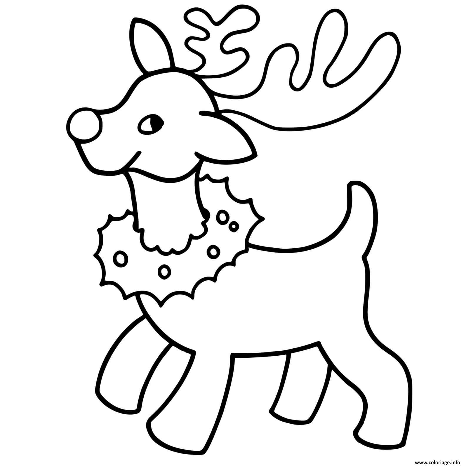 Coloriage renne de noel facile maternelle - JeColorie.com