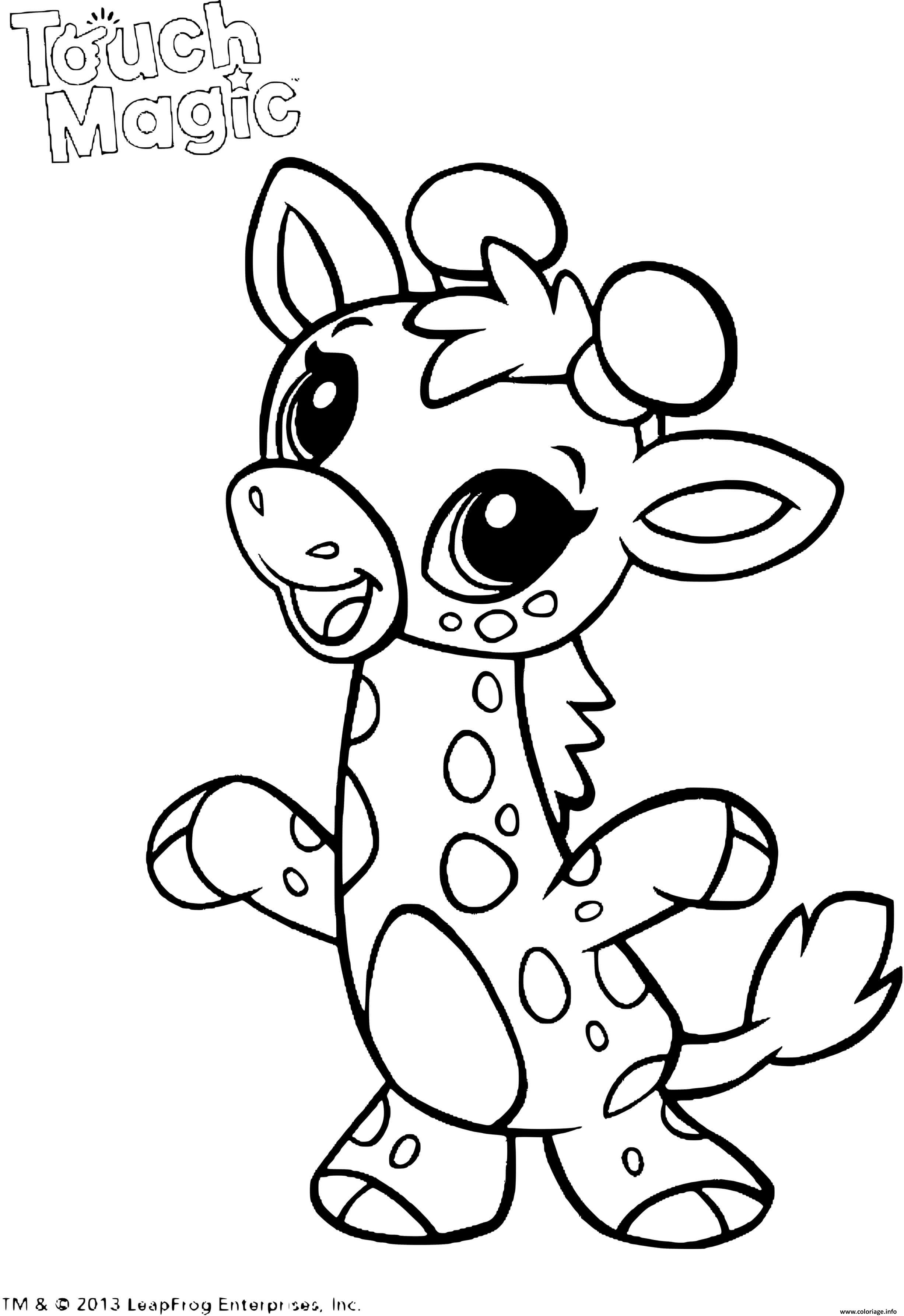 Coloriage girafe kawaii maternelle touch magic  JeColorie.com