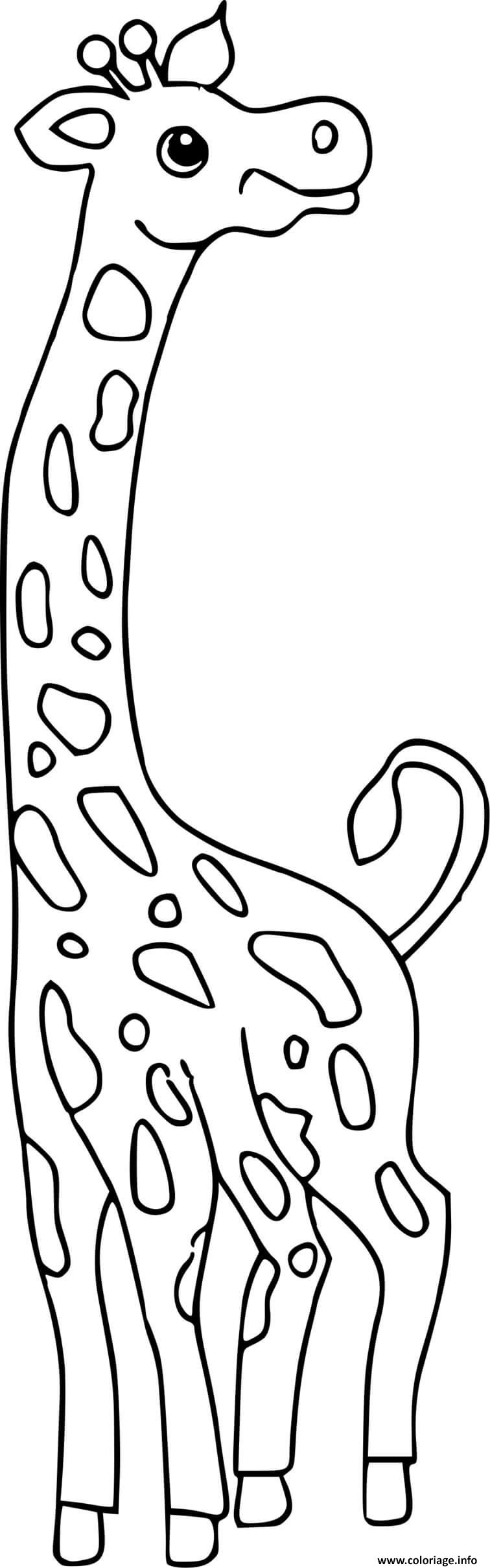 Dessin girafe avec des taches a colorier Coloriage Gratuit à Imprimer