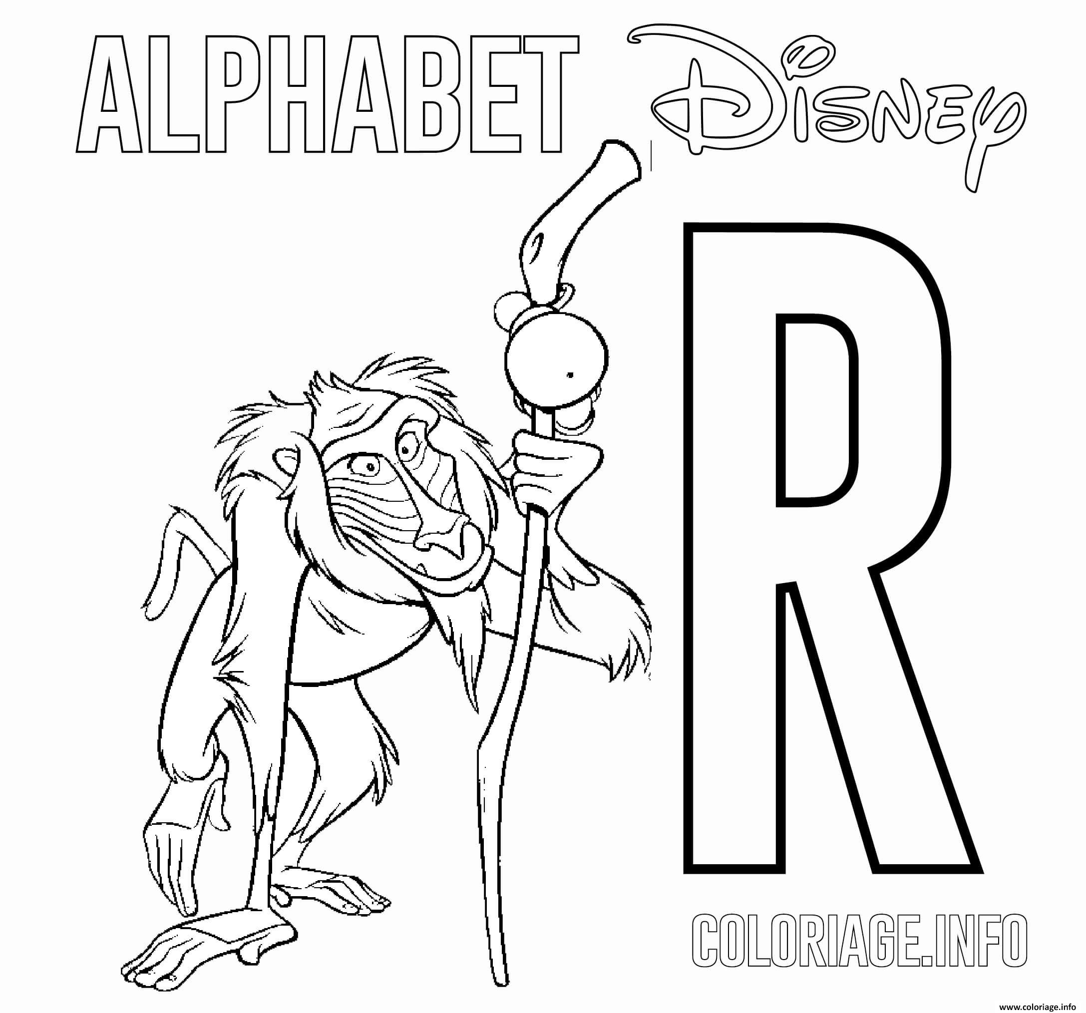 Dessin Lettre R pour Rafiki Lion King Coloriage Gratuit à Imprimer