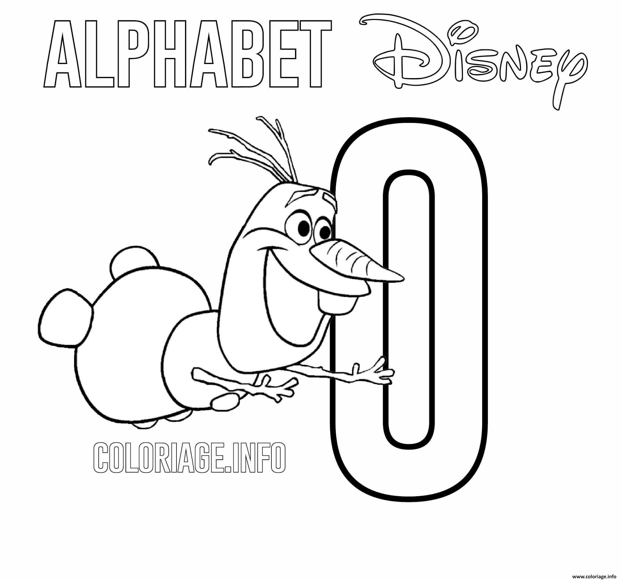 Dessin Lettre O pour Olaf Frozen Disney Coloriage Gratuit à Imprimer