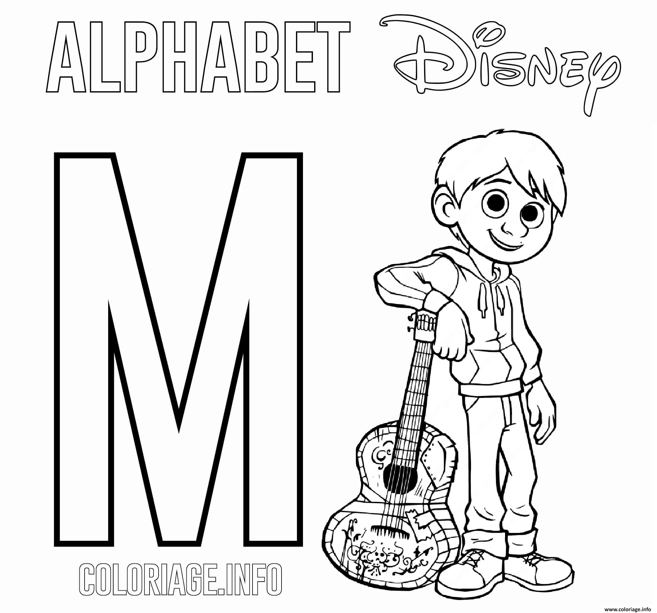 Dessin Lettre M pour Miguel Disney Coloriage Gratuit à Imprimer