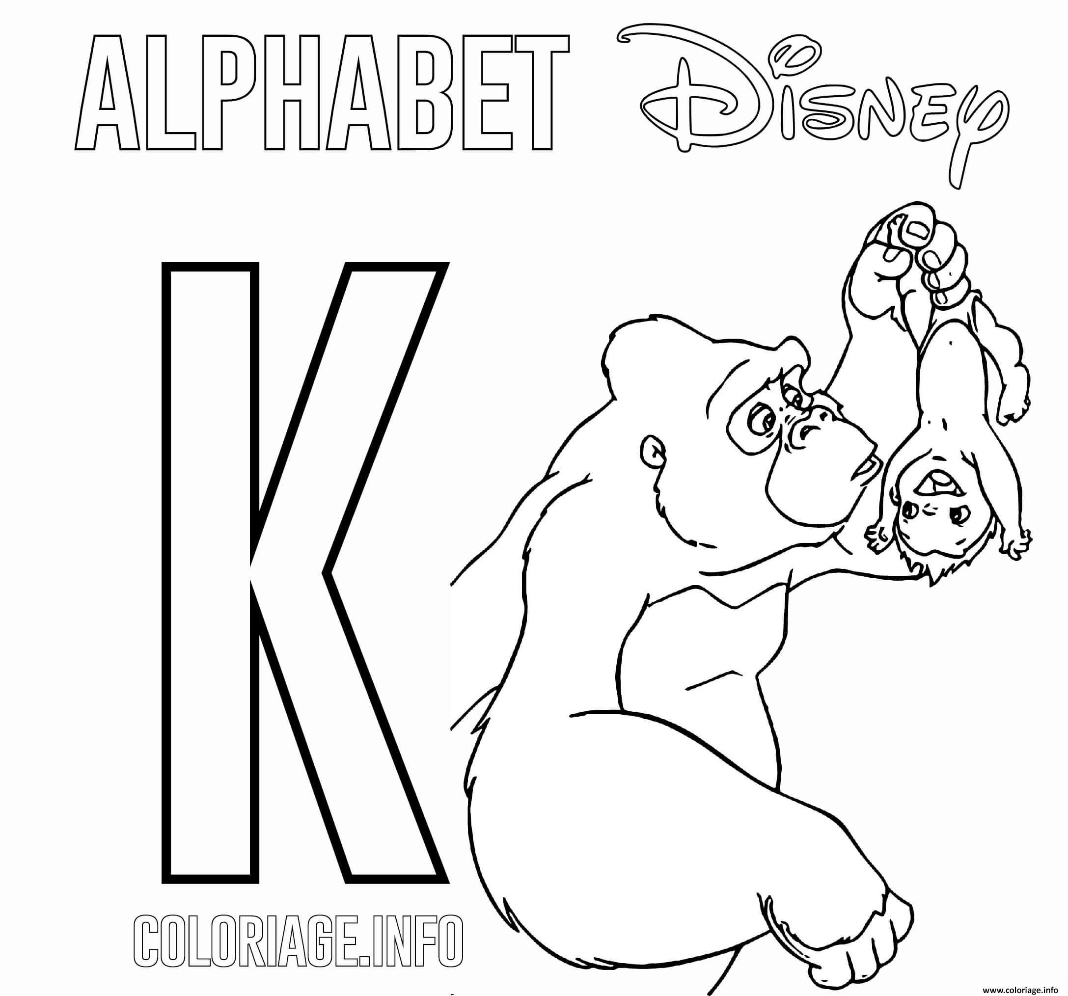 Dessin Lettre K pour Kala de Tarzan Coloriage Gratuit à Imprimer