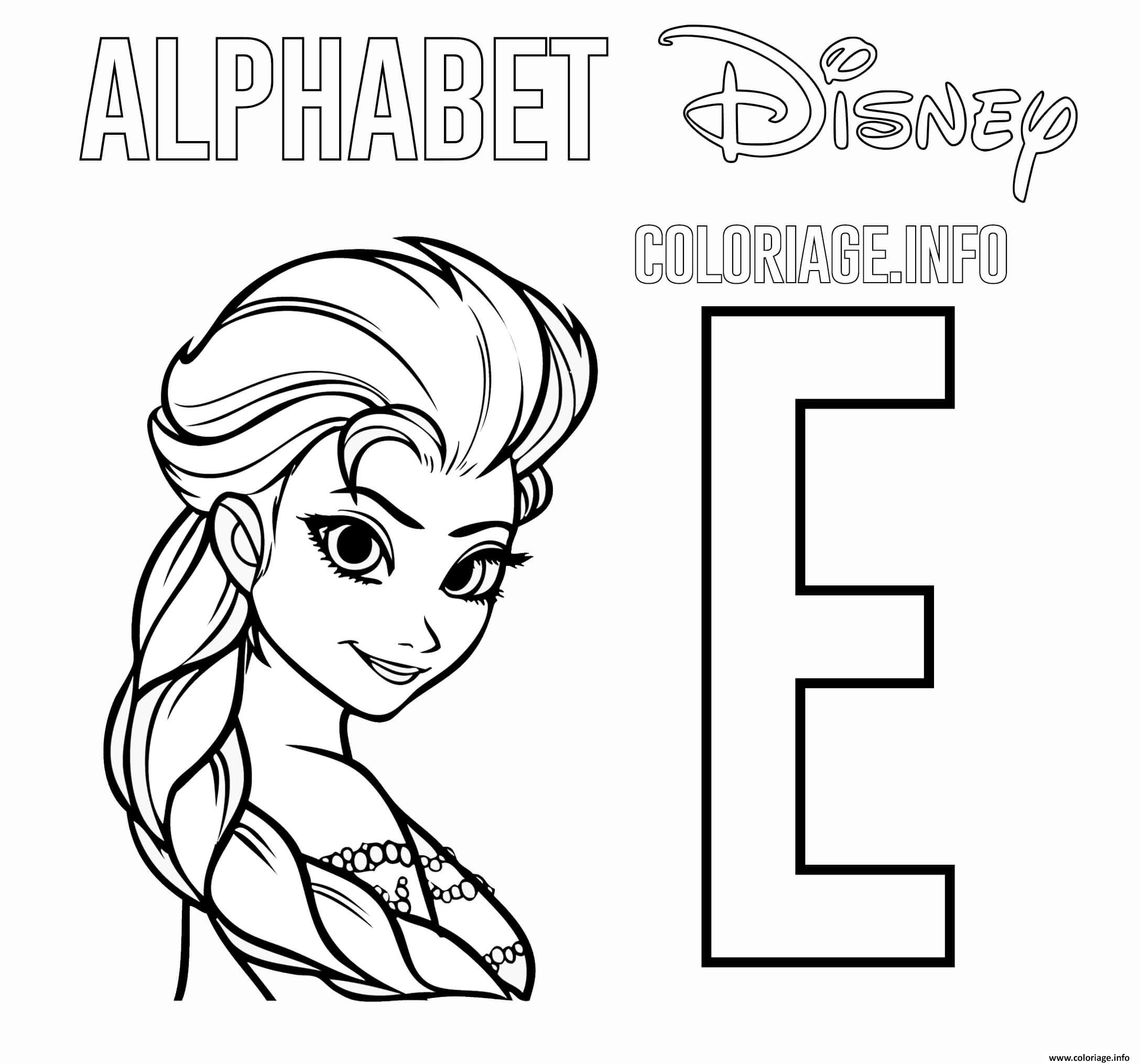 Coloriage Lettre E pour Elsa  JeColorie.com