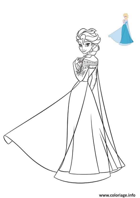Dessin elsa frozen 2020 robe de princesse disney Coloriage Gratuit à Imprimer
