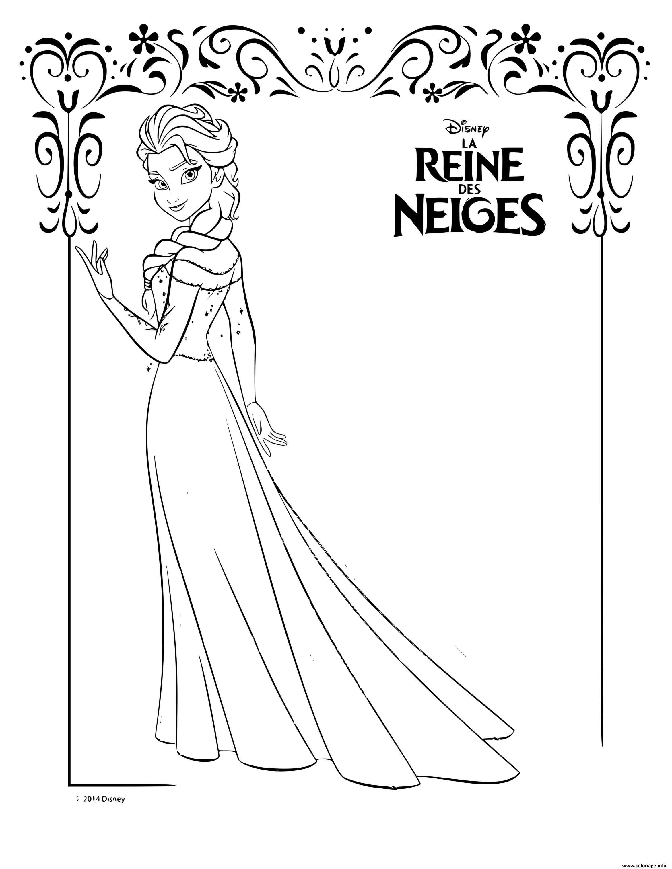 Dessin elsa et sa robe de glace frozen disney Coloriage Gratuit à Imprimer