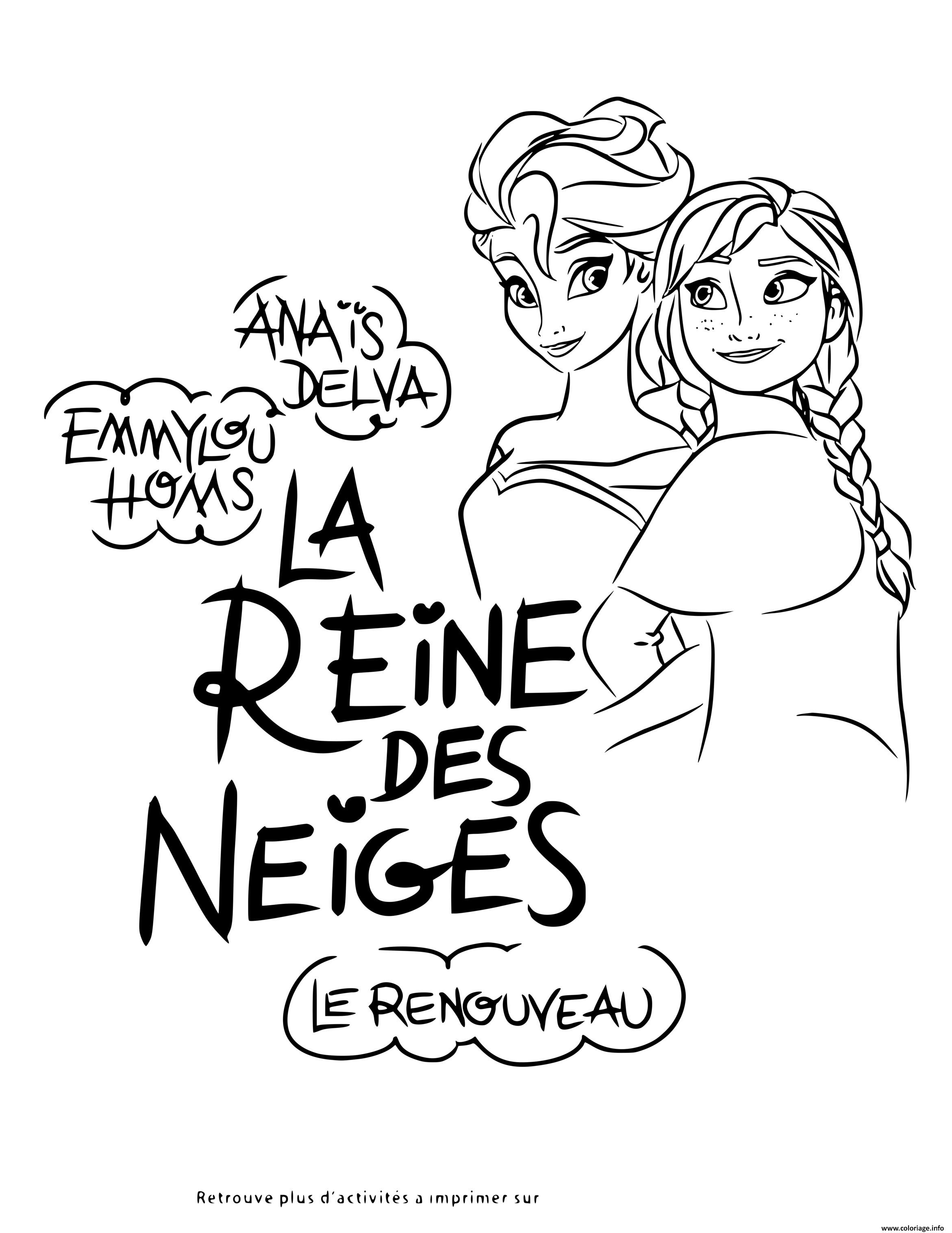 Dessin soeurs elsa anna reine des neiges disney Coloriage Gratuit à Imprimer