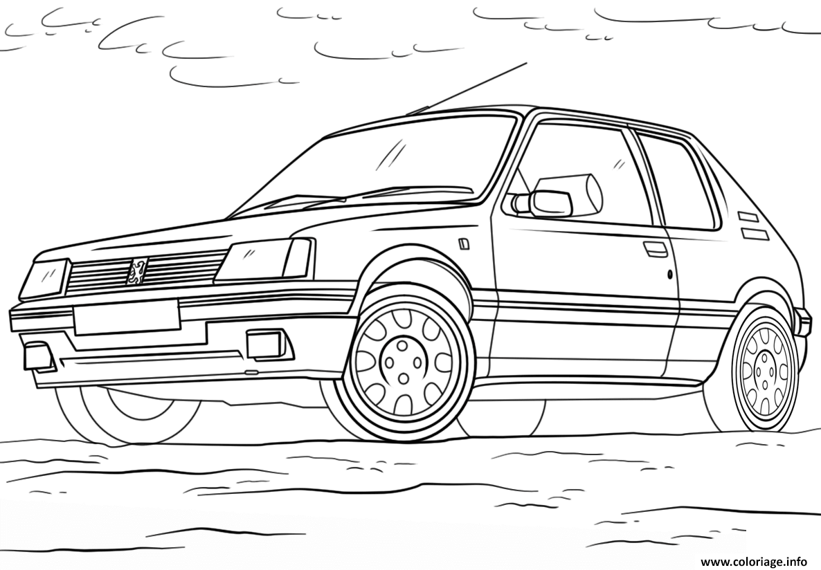 Dessin Peugeot 205 Coloriage Gratuit à Imprimer