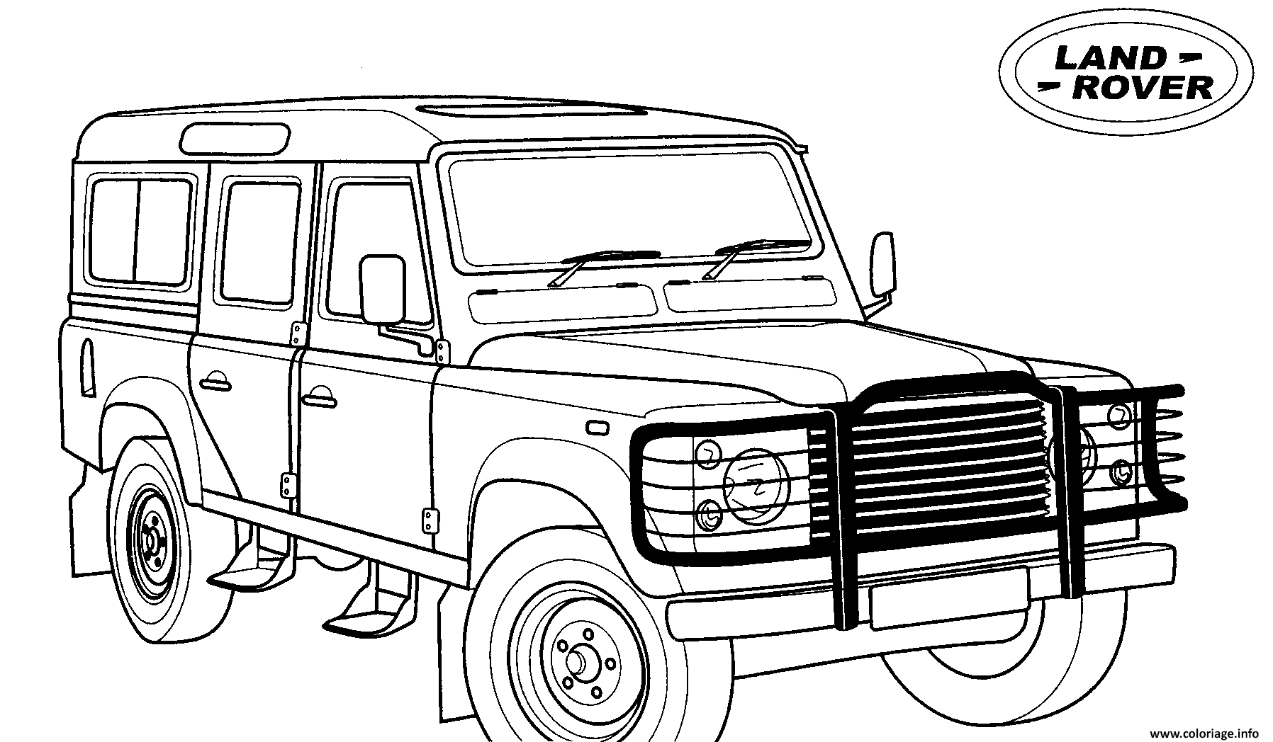 Coloriage voiture 4x4 Landrover Militaire  JeColorie.com