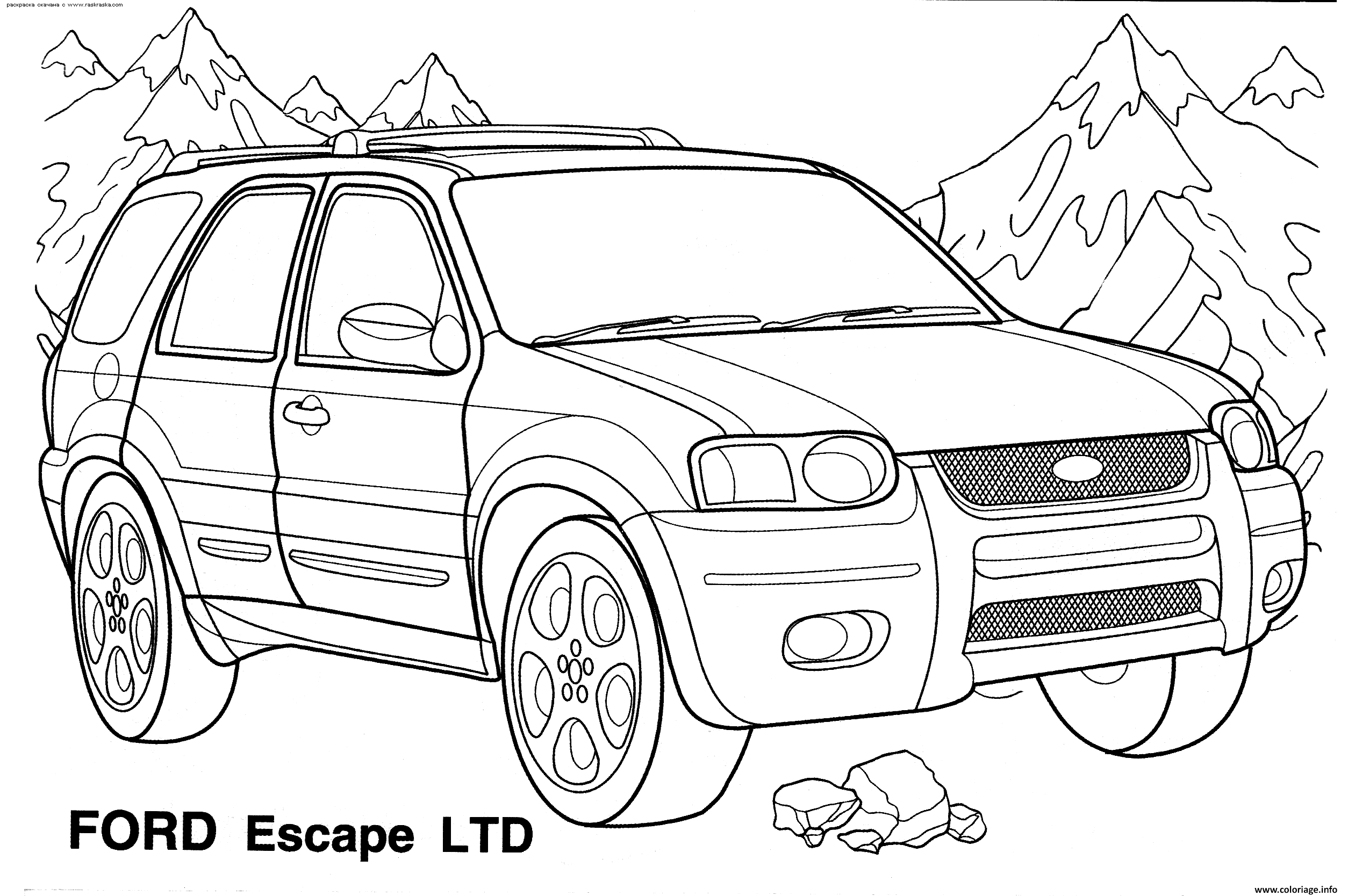 Coloriage Voiture Ford 4x4 Escape LTD Dessin à Imprimer
