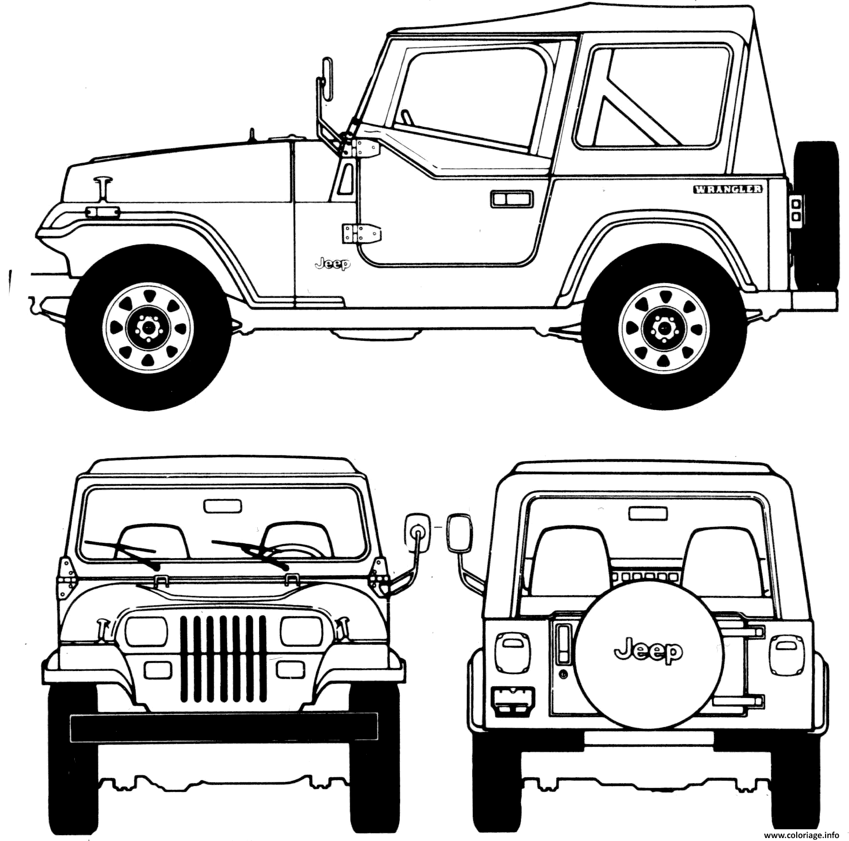 Coloriage 4x4 Jeep Wrangler Dessin à Imprimer