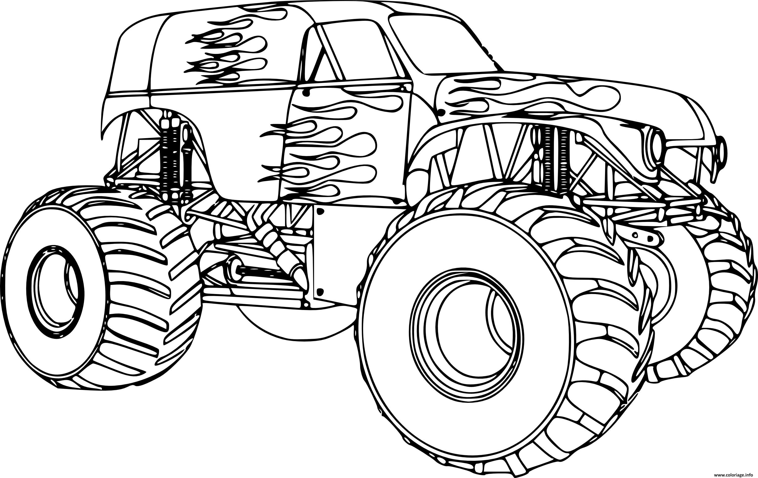 Coloriage monster truck voiture 4x4 - JeColorie.com