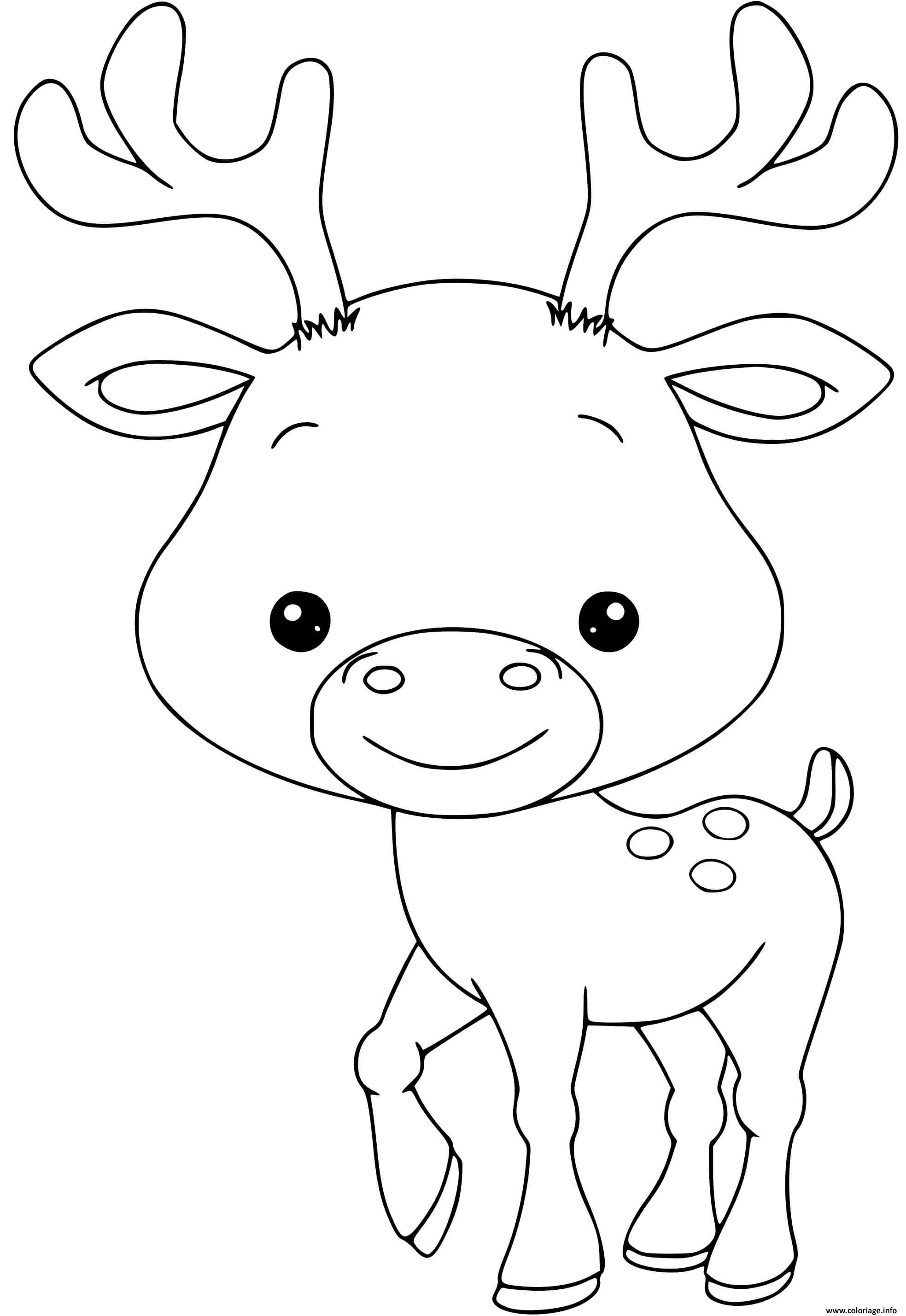 Coloriage bebe renne de noel  JeColorie.com