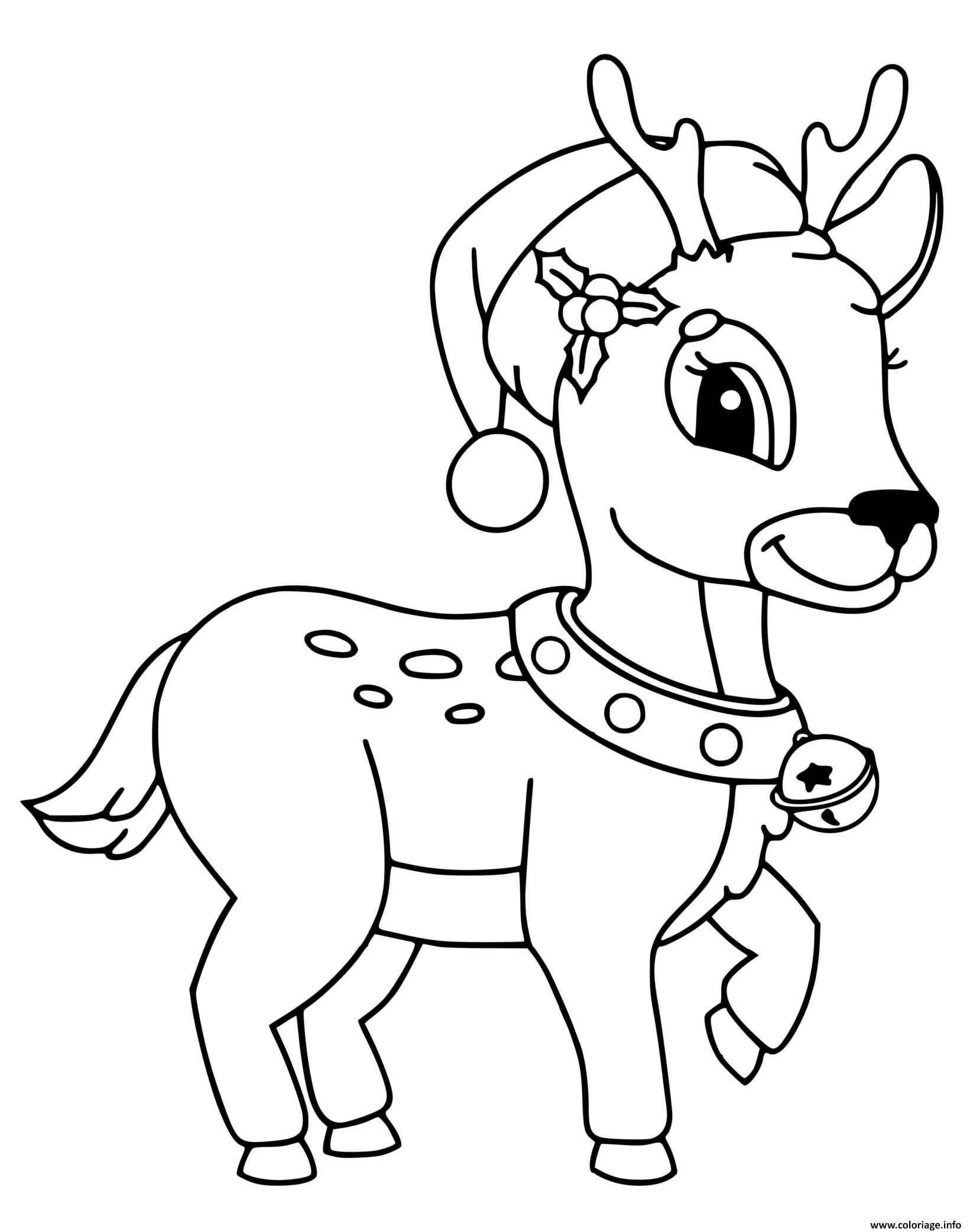 Coloriage renne de noel pret pour la livraison des cadeaux  JeColorie.com