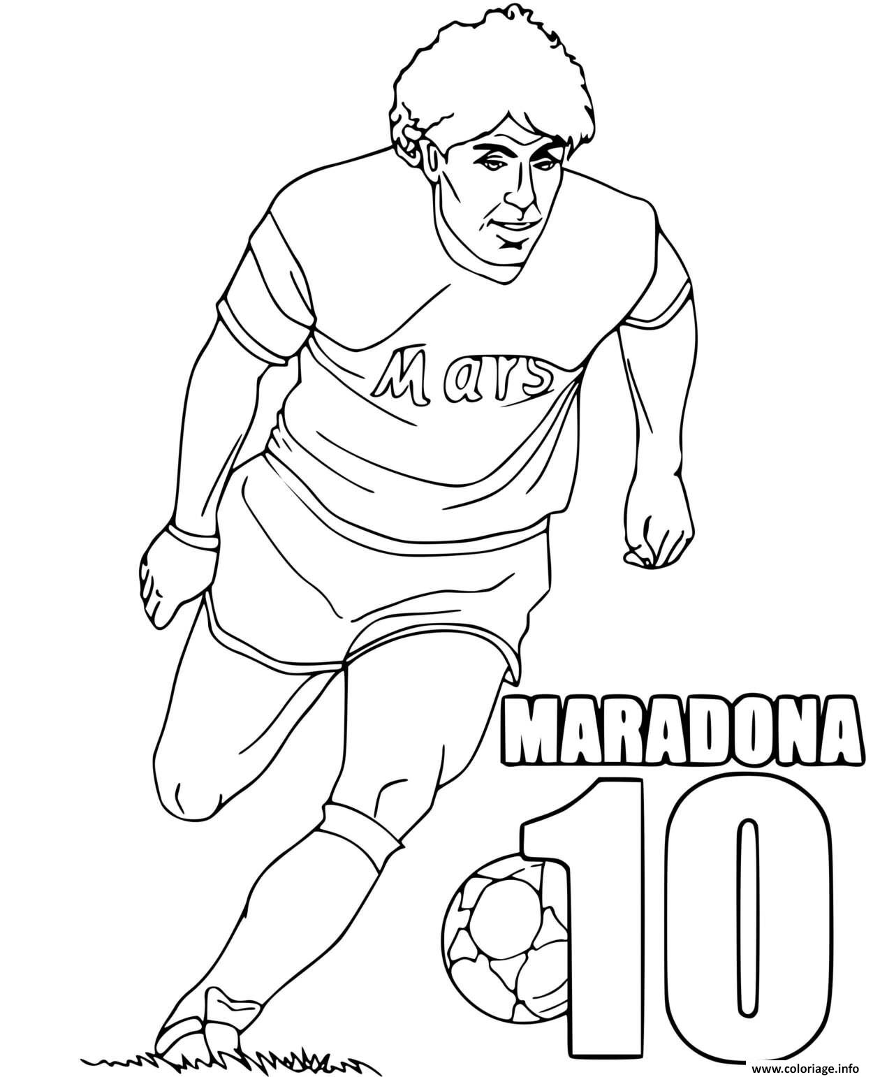 Dessin Diego Armando Maradona Footballeur argentin Coloriage Gratuit à Imprimer