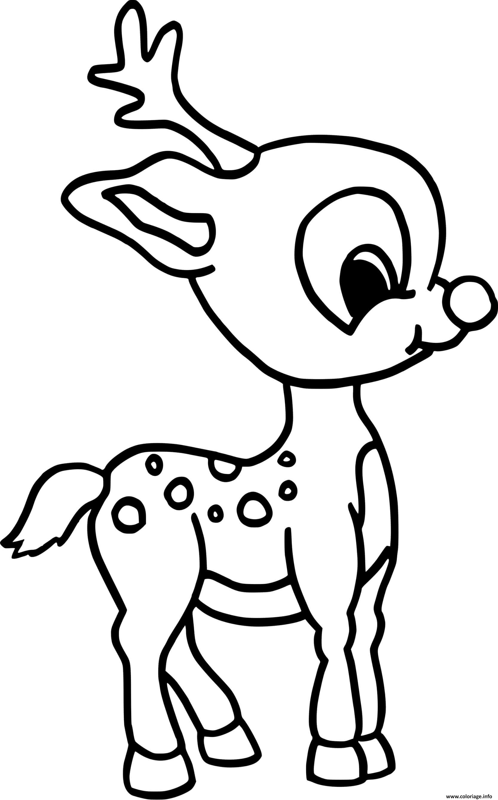 Coloriage Renne De Noel Bambi Simple Facile Dessin Noel Maternelle