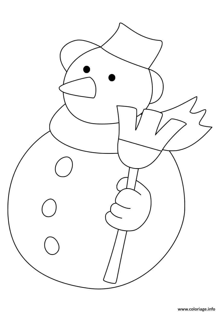 Dessin bonhomme de neige facile prescolaire Coloriage Gratuit à Imprimer