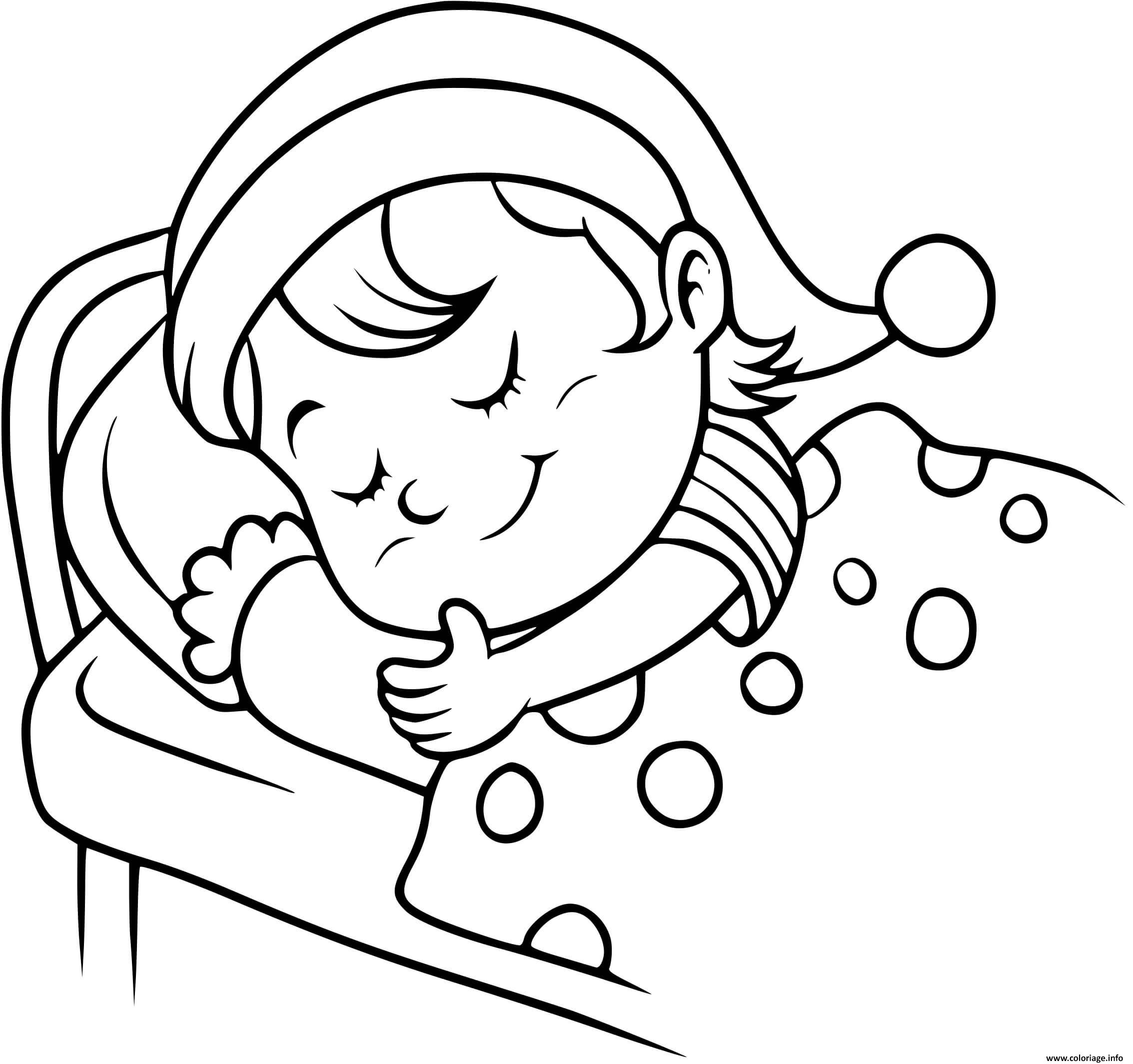 Coloriage un enfant fort paisiblement sur son lit  JeColorie.com