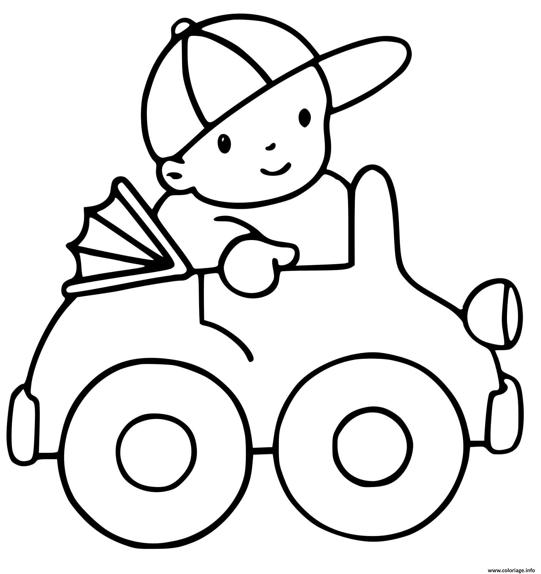 Dessin voiture avec enfant au volant maternelle Coloriage Gratuit à Imprimer