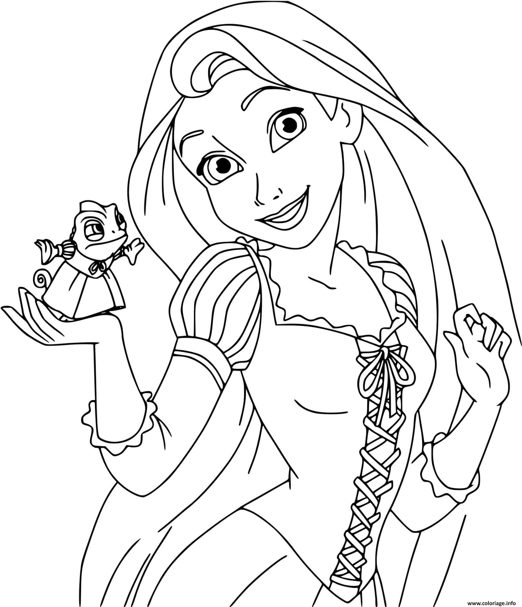 Dessin La princesse Raiponce Rapunzel du conte Raiponce des freres Grimm Coloriage Gratuit à Imprimer