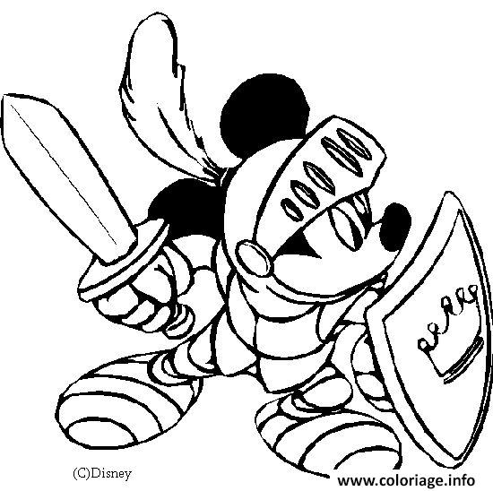 Dessin Mickey chevalier Coloriage Gratuit à Imprimer