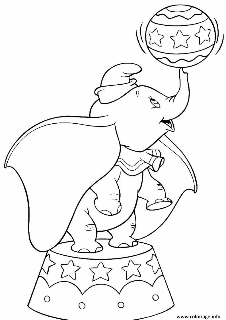 Coloriage Dumbo Elephant Au Circle Dessin Disney Walt A Imprimer