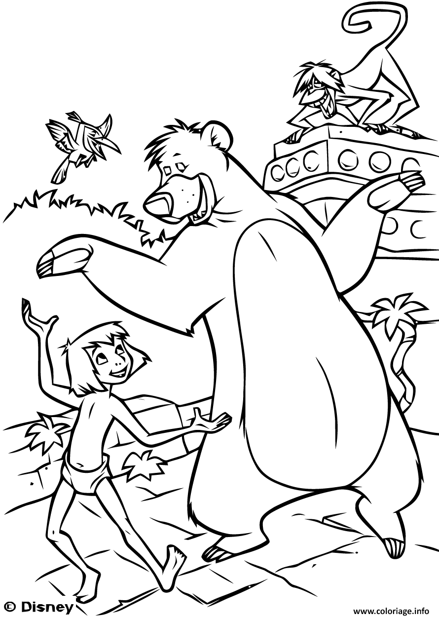 Coloriage le livre de la jungle film disney  JeColorie.com