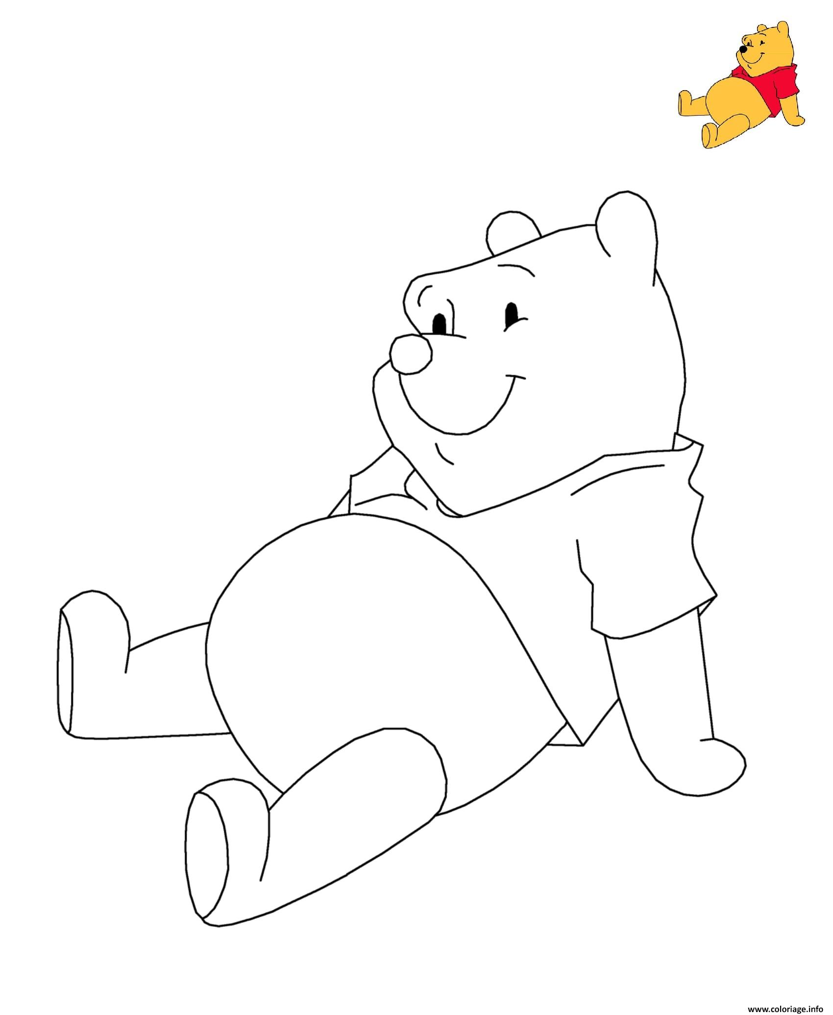 Dessin Winnie Ourson the Pooh Disney Coloriage Gratuit à Imprimer