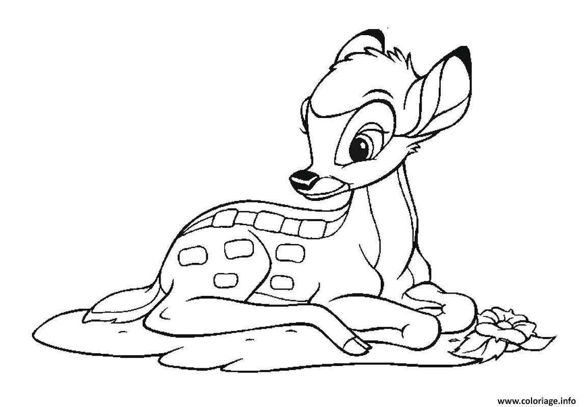 Dessin le jeune faon Bambi doit apprendre a survivre seul Coloriage Gratuit à Imprimer