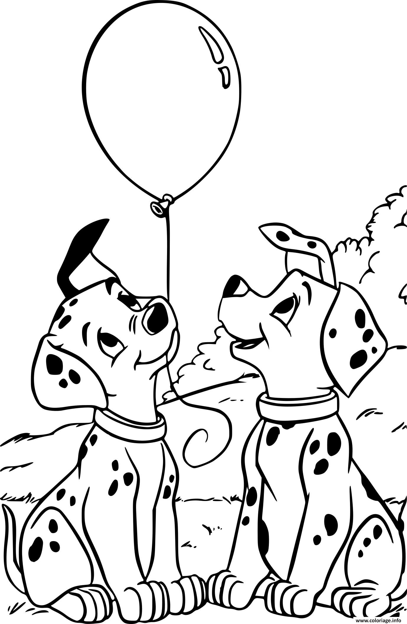 Dessin les 101 Dalmatiens Pongo et Perdita Coloriage Gratuit à Imprimer