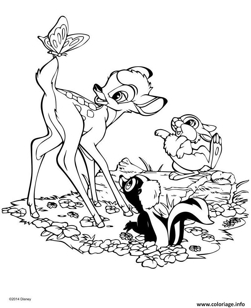 Dessin Bambi est maladroit et pataud avec le lapin Panpan malicieux et debrouillard Coloriage Gratuit à Imprimer